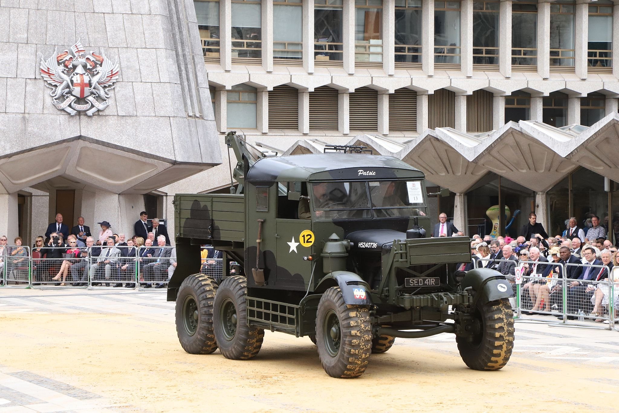Scammel 1943 SED41R. City of London 2023 Cart Marking in Guildhall Yard on 22-Jul-2023. Hosted by the Worshipful Company of Carmen with the Lord Mayor of the City of London in attendance. Wooden plates on the vehicles are branded with hot irons to allow them to ply for trade in the Square Mile. Another of the City Livery Company's annual ceremonies.