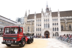 AEC Mammoth Major 1977 77MH534. City of London 2023 Cart Marking in Guildhall Yard on 22-Jul-2023. Hosted by the Worshipful Company of Carmen with the Lord Mayor of the City of London in attendance. Wooden plates on the vehicles are branded with hot irons to allow them to ply for trade in the Square Mile. Another of the City Livery Company's annual ceremonies.