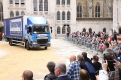 DAF 2016 SE16UXH. City of London 2023 Cart Marking in Guildhall Yard on 22-Jul-2023. Hosted by the Worshipful Company of Carmen with the Lord Mayor of the City of London in attendance. Wooden plates on the vehicles are branded with hot irons to allow them to ply for trade in the Square Mile. Another of the City Livery Company's annual ceremonies.