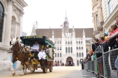Horse Drawn Greengrocer. City of London 2023 Cart Marking in Guildhall Yard on 22-Jul-2023. Hosted by the Worshipful Company of Carmen with the Lord Mayor of the City of London in attendance. Wooden plates on the vehicles are branded with hot irons to allow them to ply for trade in the Square Mile. Another of the City Livery Company's annual ceremonies.