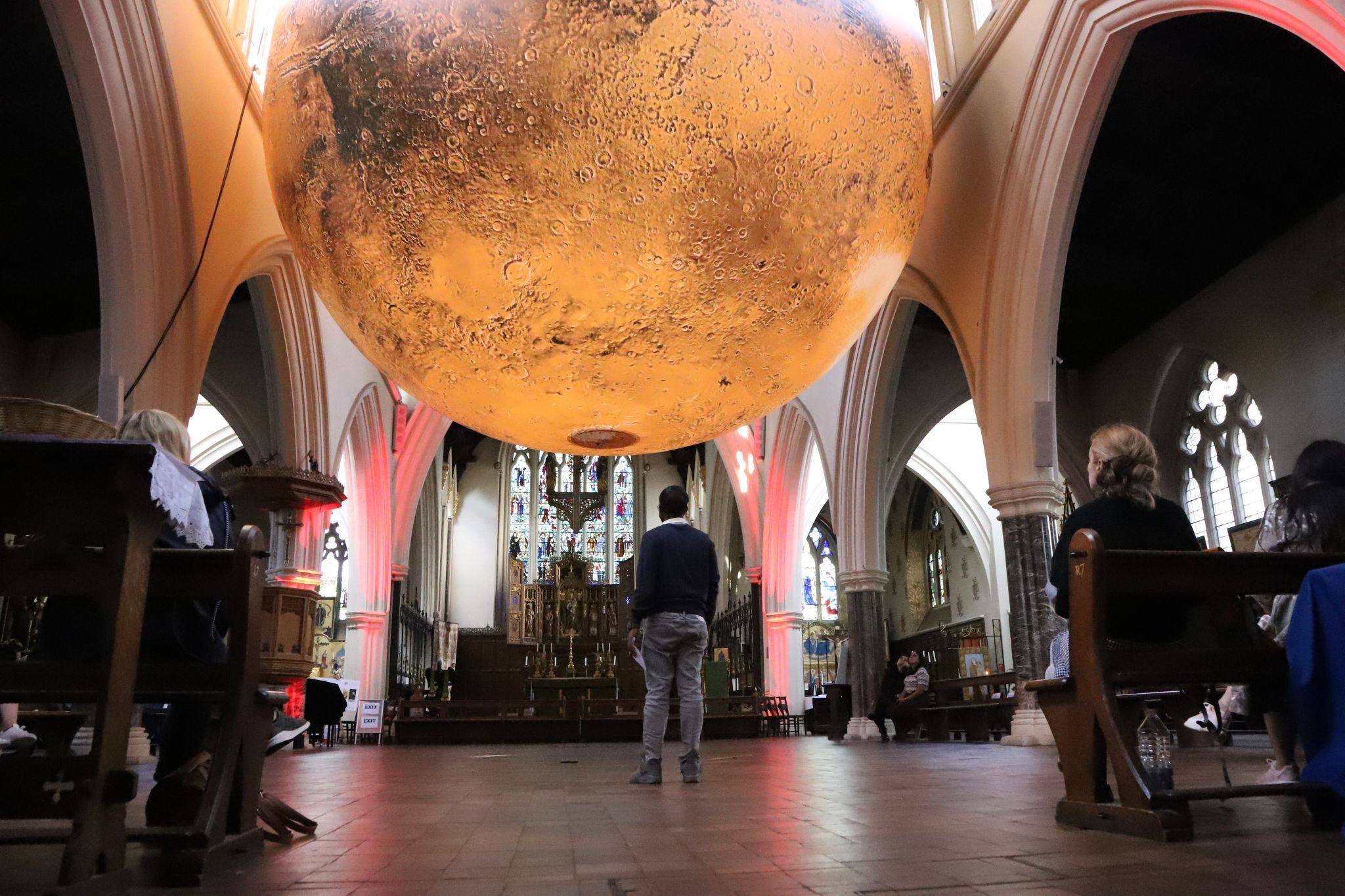 Luke Jerram's “Mars: War and Peace" at All Saints’ Church, Notting Hill, London on 01-Aug-2023. Presented by the Kensington and Chelsea Festival. https://bryan-jones.com
