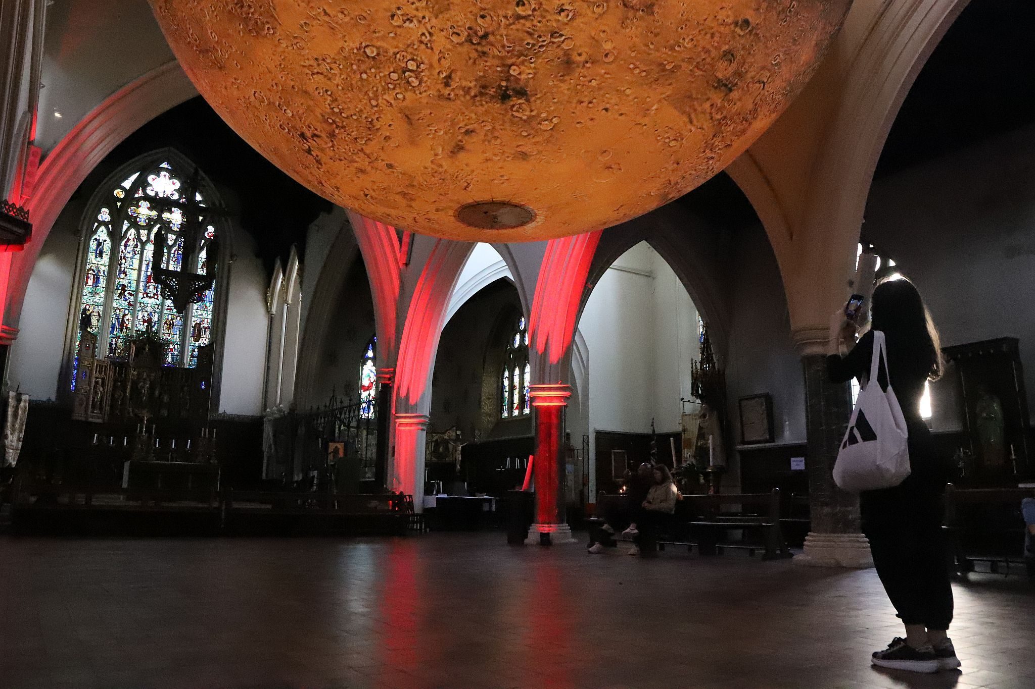 Luke Jerram's “Mars: War and Peace" at All Saints’ Church, Notting Hill, London on 01-Aug-2023. Presented by the Kensington and Chelsea Festival. https://bryan-jones.com