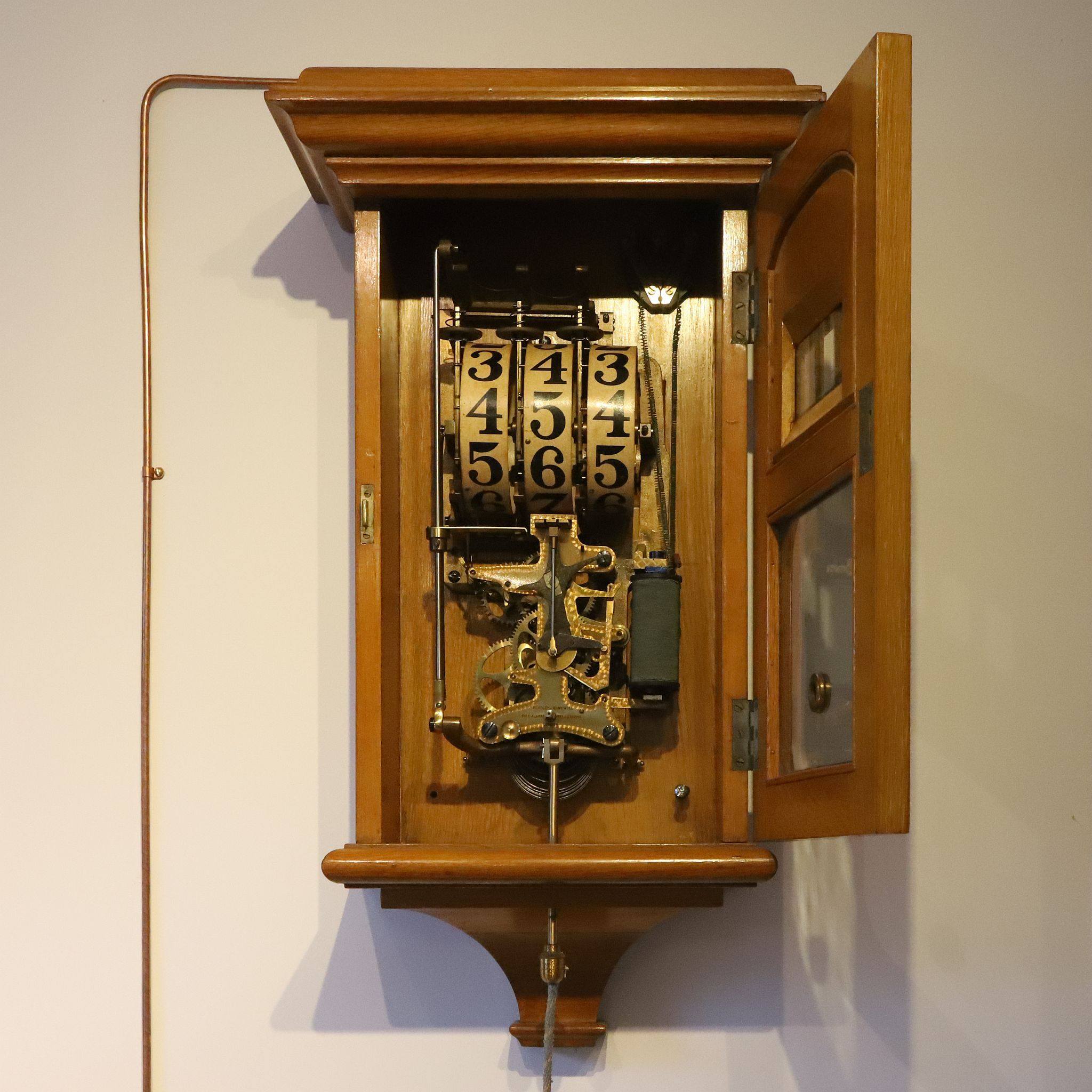 Beasley-Gamewell fire/police alarm telegraph system from c1890 at The Clockworks in West Norwood. Photo 02-Sep-2023.