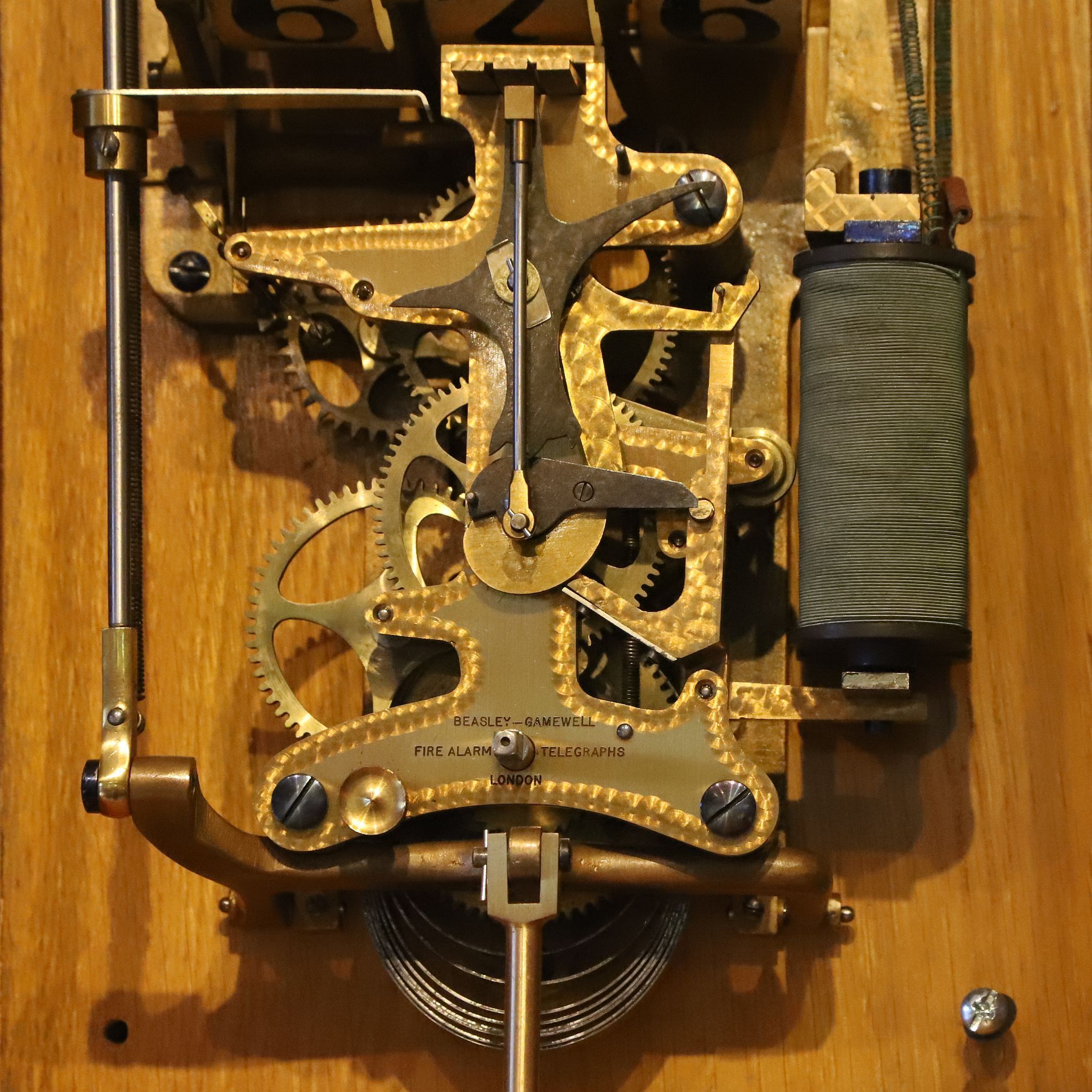 Beasley-Gamewell fire/police alarm telegraph system from c1890 at The Clockworks in West Norwood. Photo 02-Sep-2023.