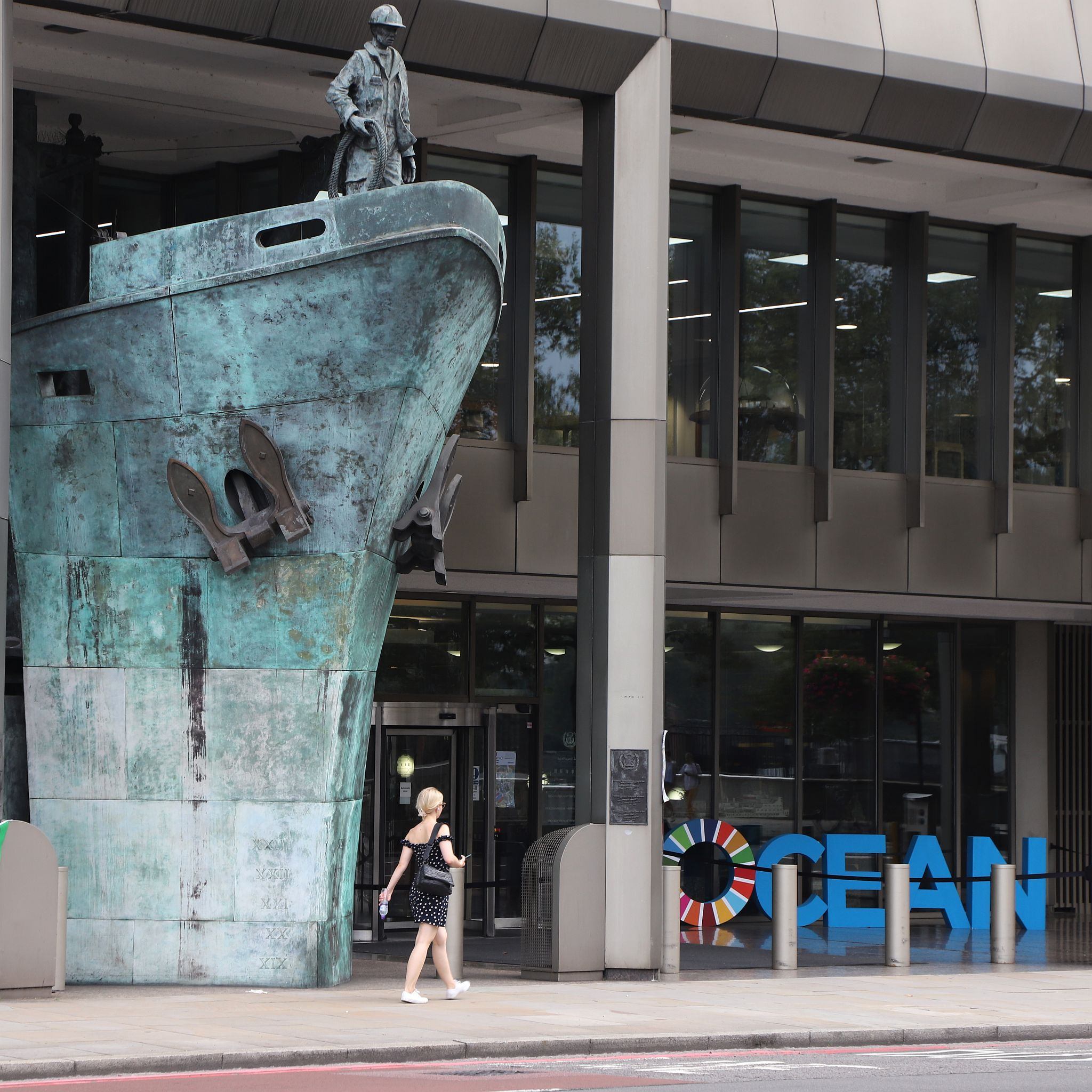 International Memorial to Seafarers. The International Maritime Organization - IMO - in Lambeth, London. Photo taken 10-Sep-2023 during London Open House Weekend.