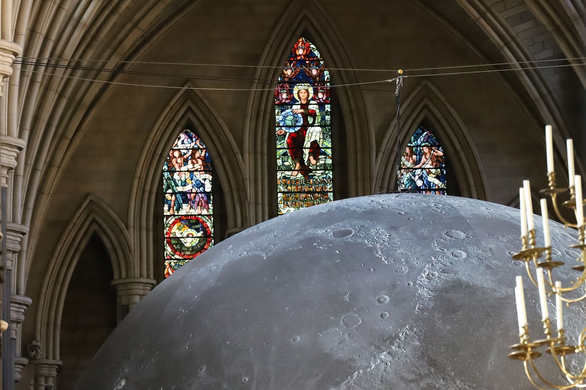 "Museum of the Moon" by Luke Jerram at Southwark Cathedral. Photograph taken 24-Oct-2023 and copyright Bryan Jones, https://bryan-jones.com