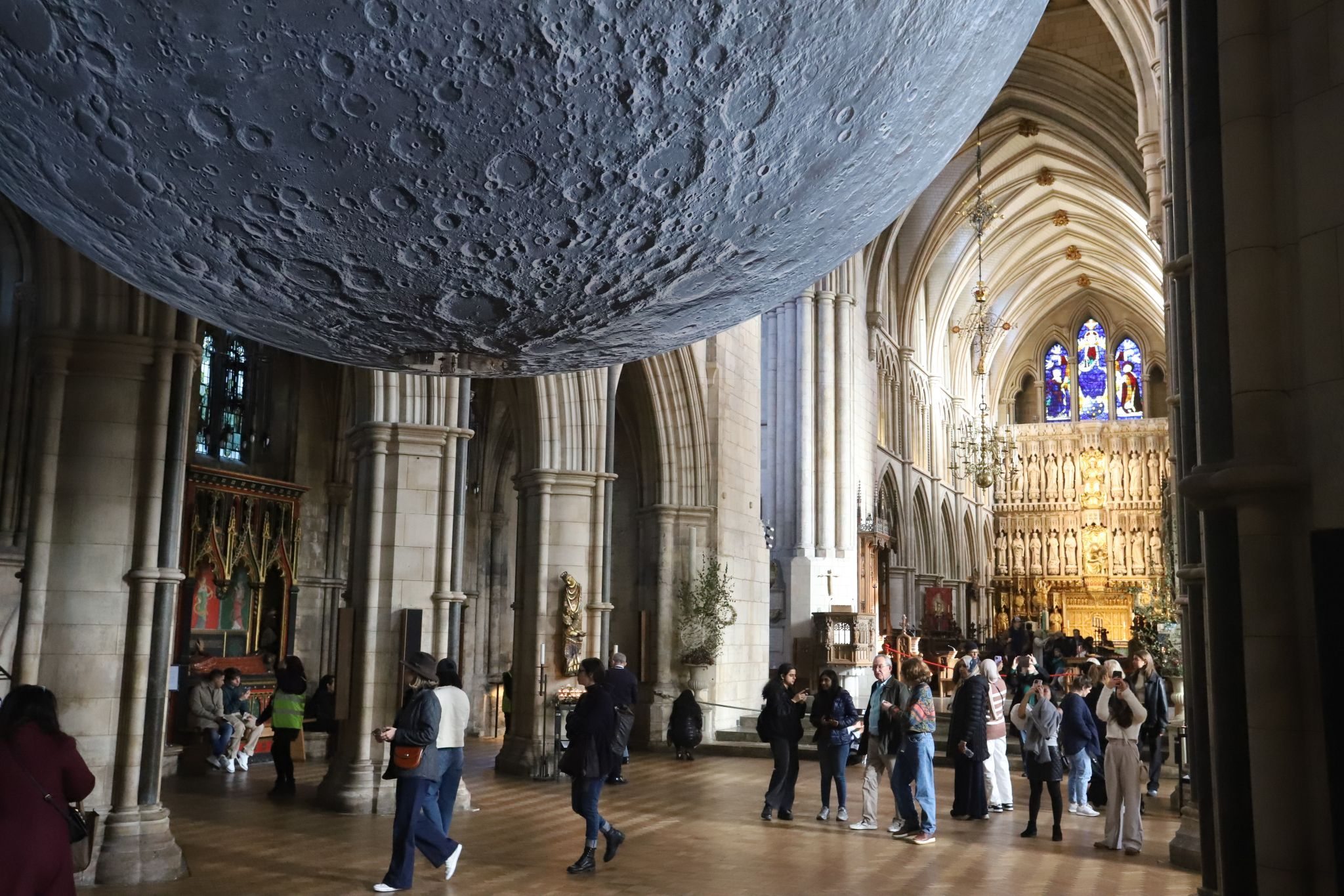 "Museum of the Moon" by Luke Jerram at Southwark Cathedral. Photograph taken 24-Oct-2023 and copyright Bryan Jones, https://bryan-jones.com