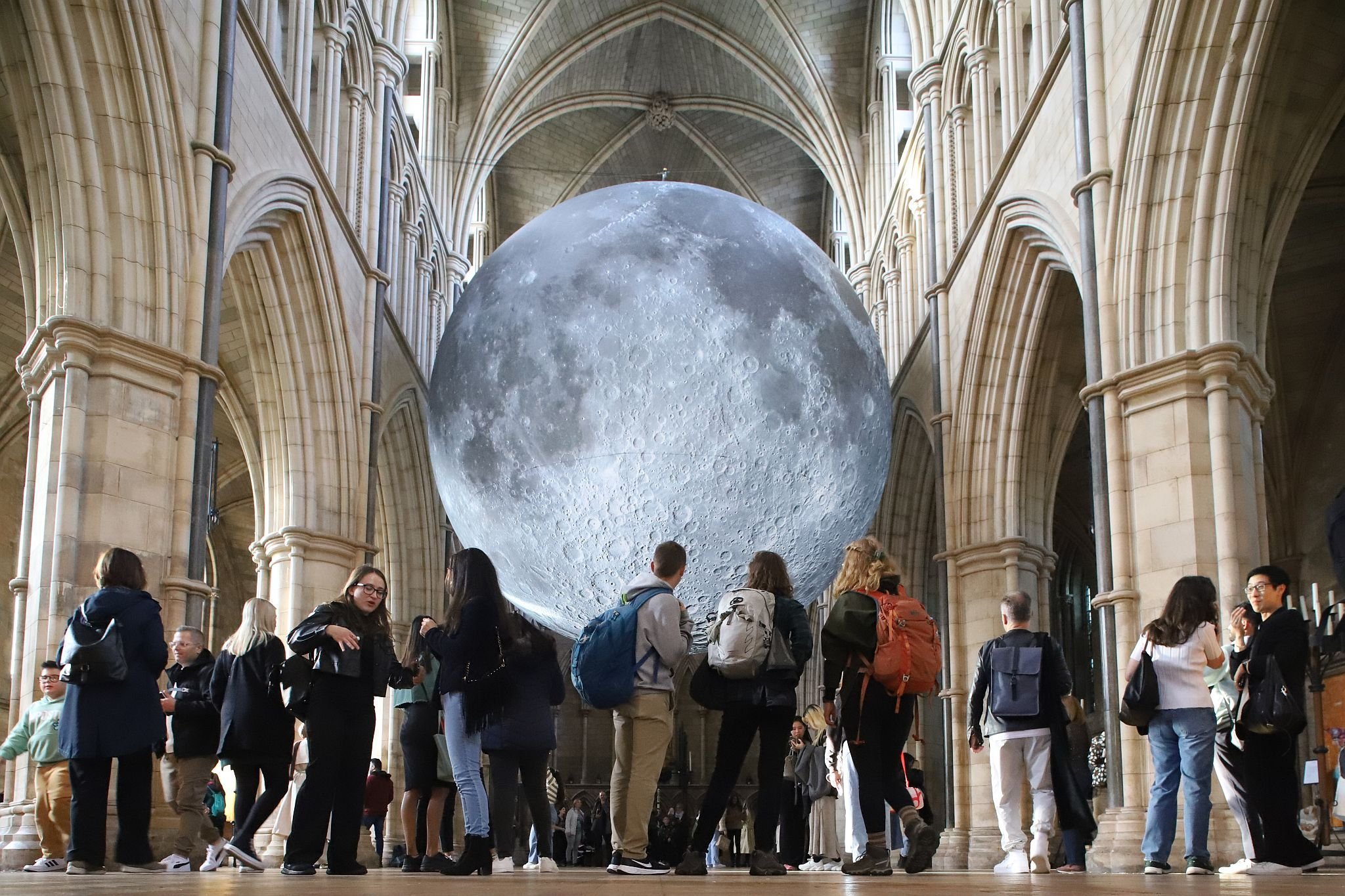 "Museum of the Moon" by Luke Jerram at Southwark Cathedral. Photograph taken 24-Oct-2023 and copyright Bryan Jones, https://bryan-jones.com