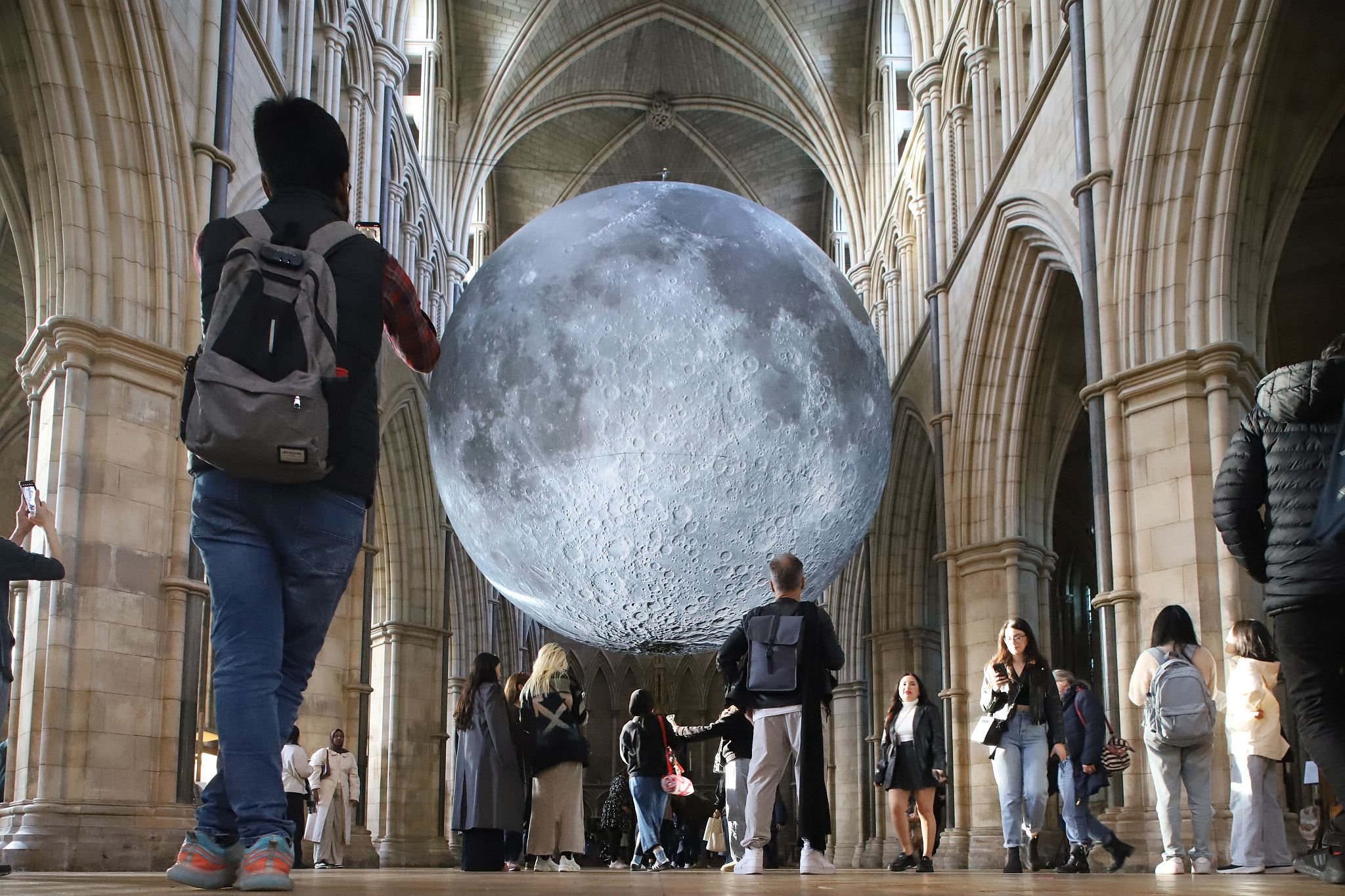 "Museum of the Moon" by Luke Jerram at Southwark Cathedral. Photograph taken 24-Oct-2023 and copyright Bryan Jones, https://bryan-jones.com