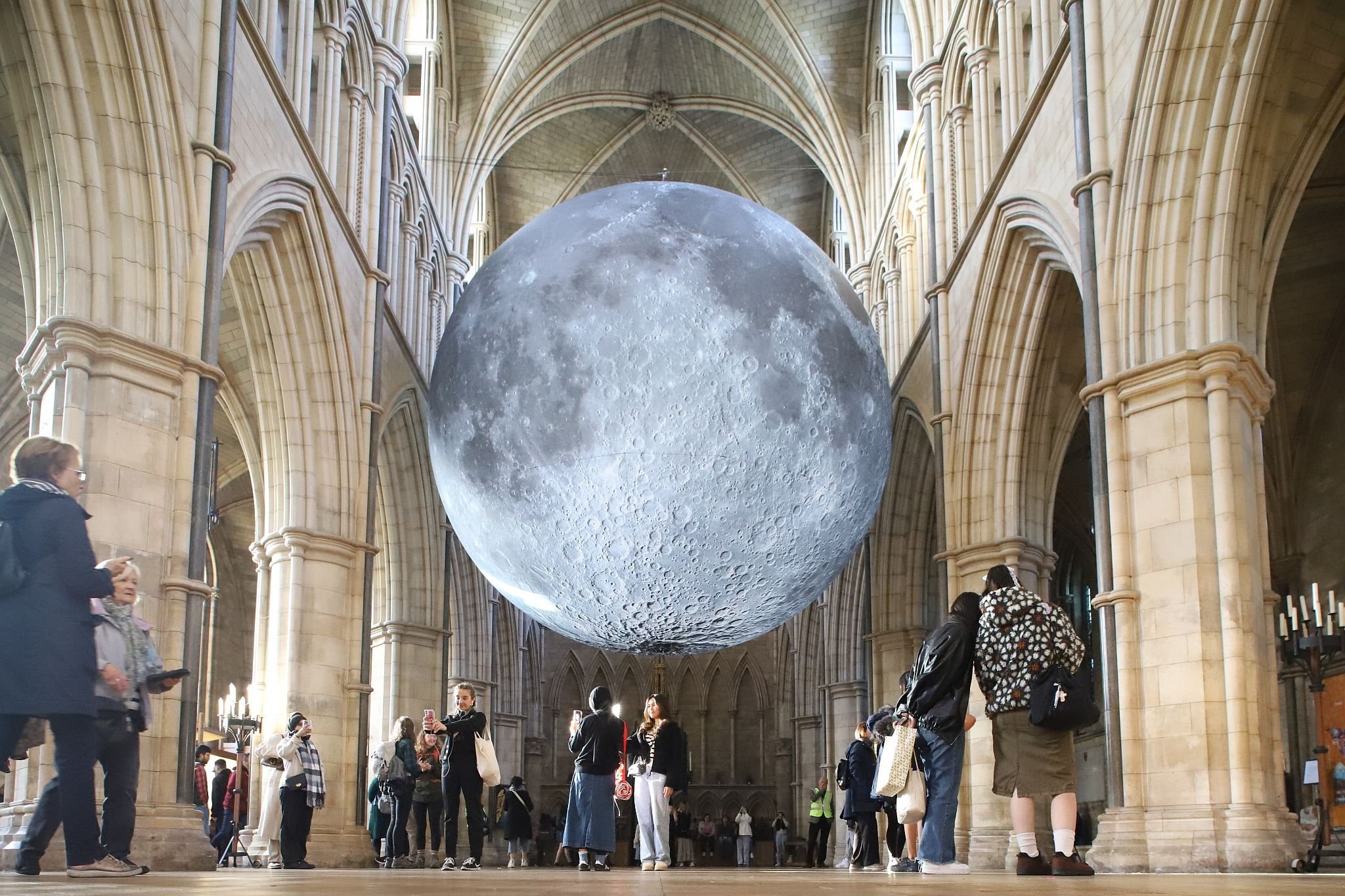 "Museum of the Moon" by Luke Jerram at Southwark Cathedral. Photograph taken 24-Oct-2023 and copyright Bryan Jones, https://bryan-jones.com