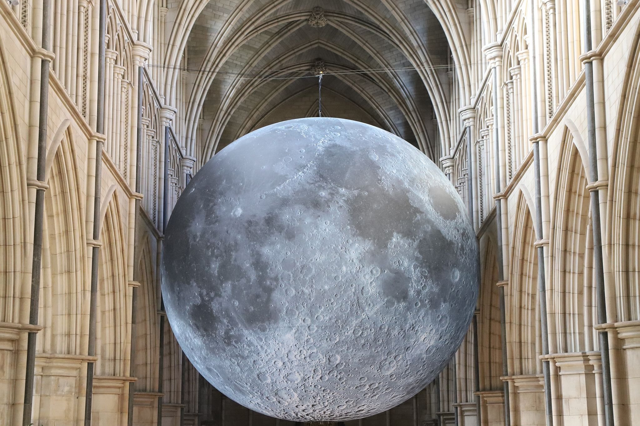"Museum of the Moon" by Luke Jerram at Southwark Cathedral. Photograph taken 24-Oct-2023 and copyright Bryan Jones, https://bryan-jones.com