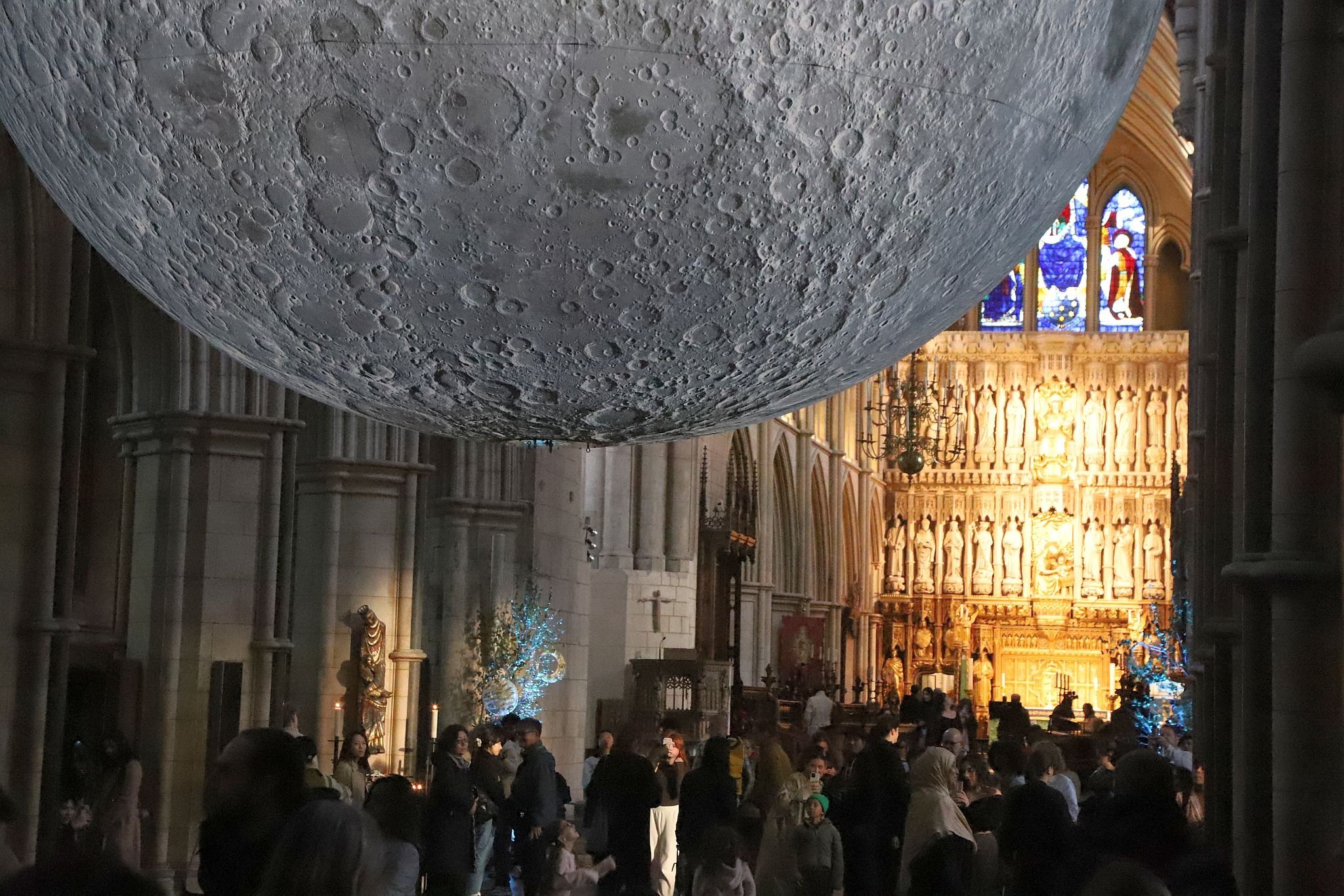 "Museum of the Moon" by Luke Jerram at Southwark Cathedral. Photograph taken 24-Oct-2023 and copyright Bryan Jones, https://bryan-jones.com