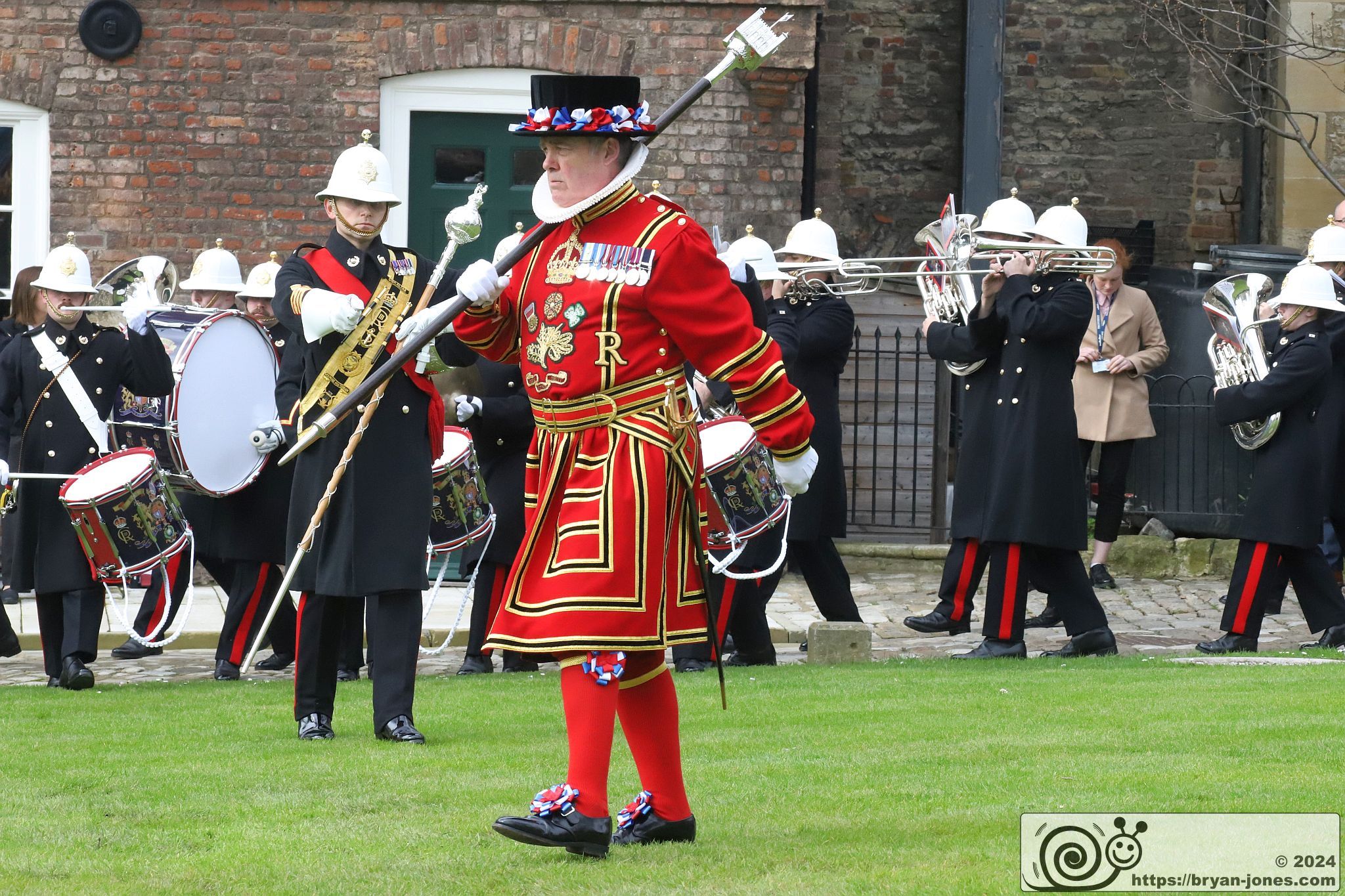 Chief Yeoman Warder with Royal Marines band. 14-Mar-2024