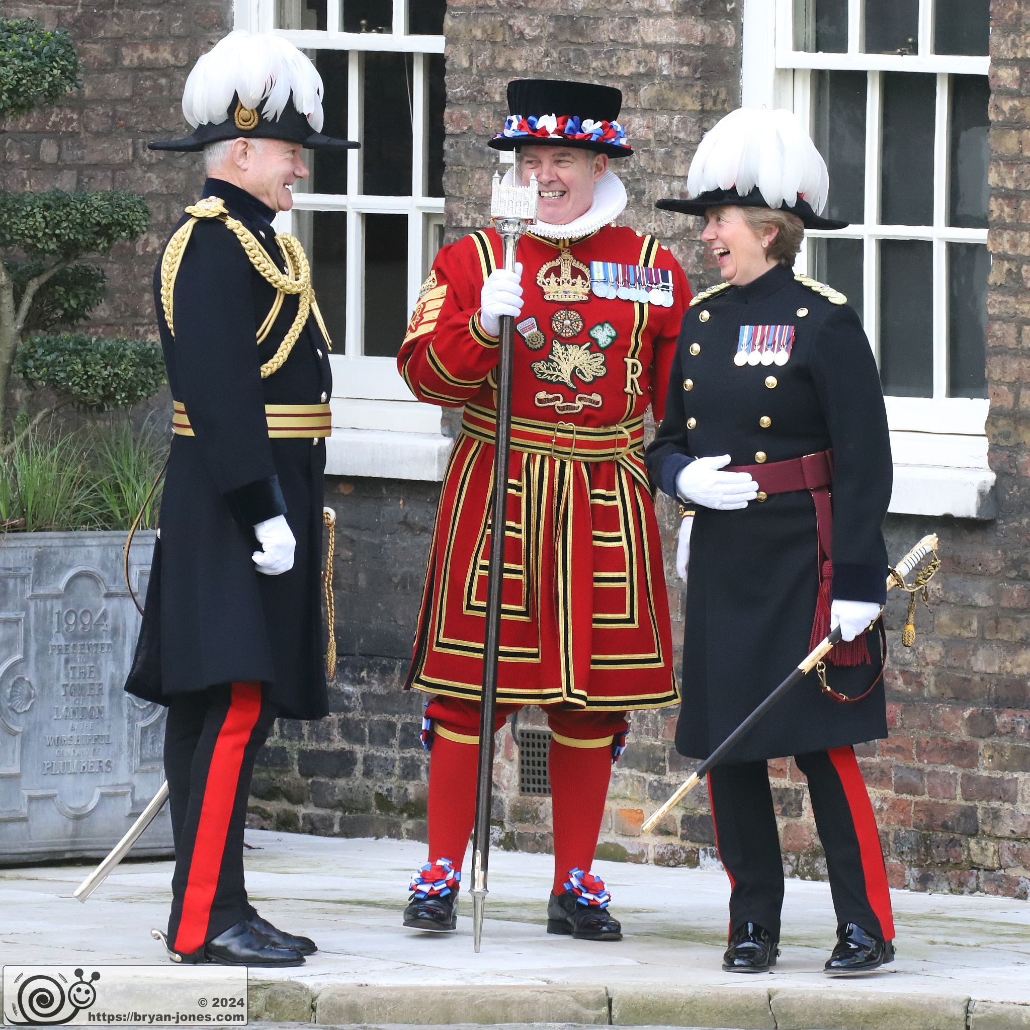 Light hearted moment, Tower of London senior staff. 14-Mar-2024