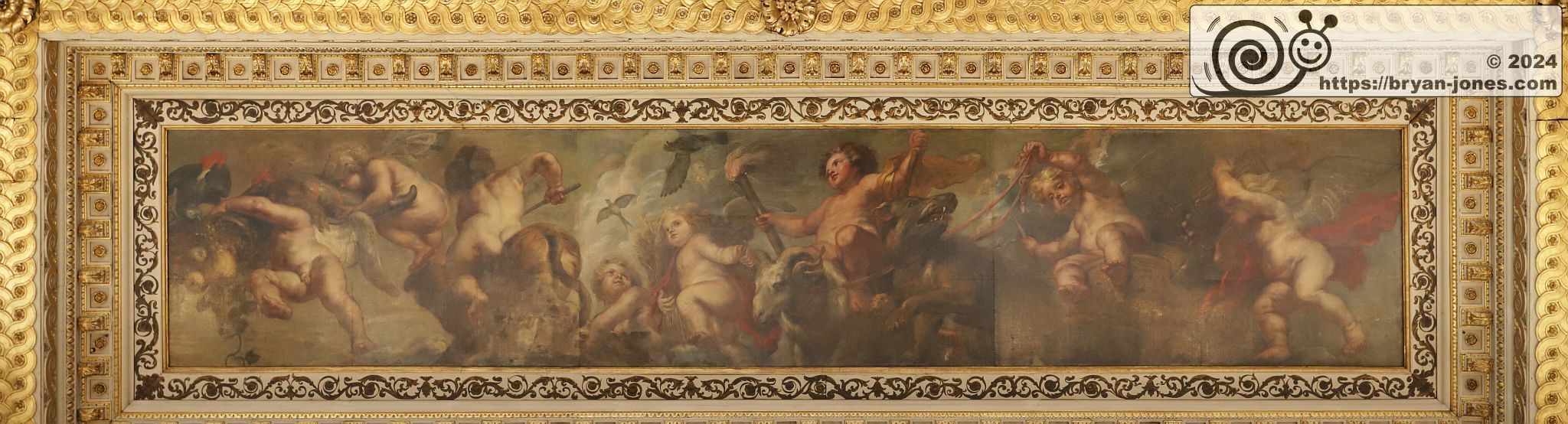 The Rubens Ceiling in the Banqueting House by Inigo Jones, Palace of Whitehall, London. 19-May-2024.