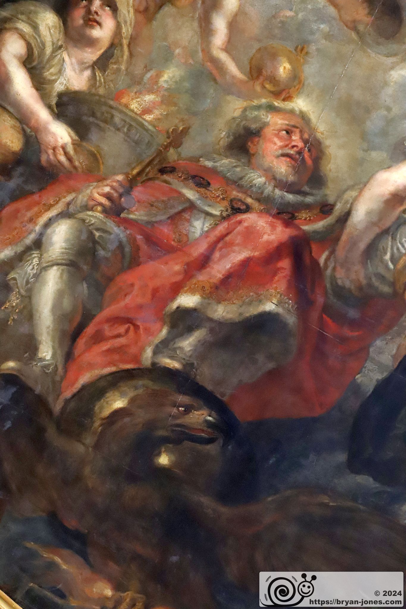 The Rubens Ceiling in the Banqueting House by Inigo Jones, Palace of Whitehall, London. 19-May-2024.