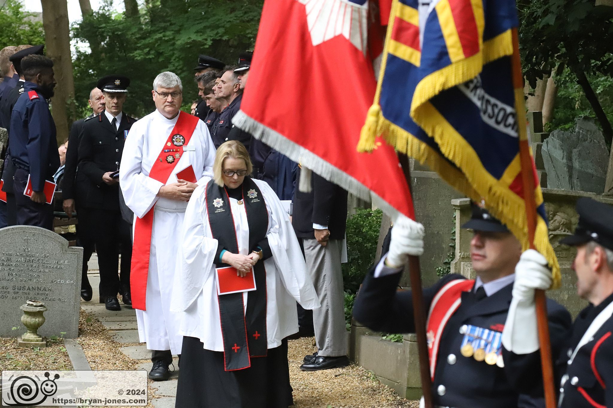 2024 London Fire Brigade Memorial Service at Fireman's Corner in Highgate Cemetery. 10-Jun-2024.