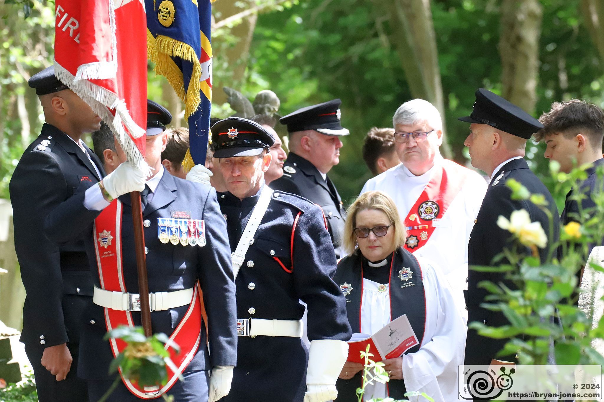 2024 London Fire Brigade Memorial Service at Fireman's Corner in Highgate Cemetery. 10-Jun-2024.