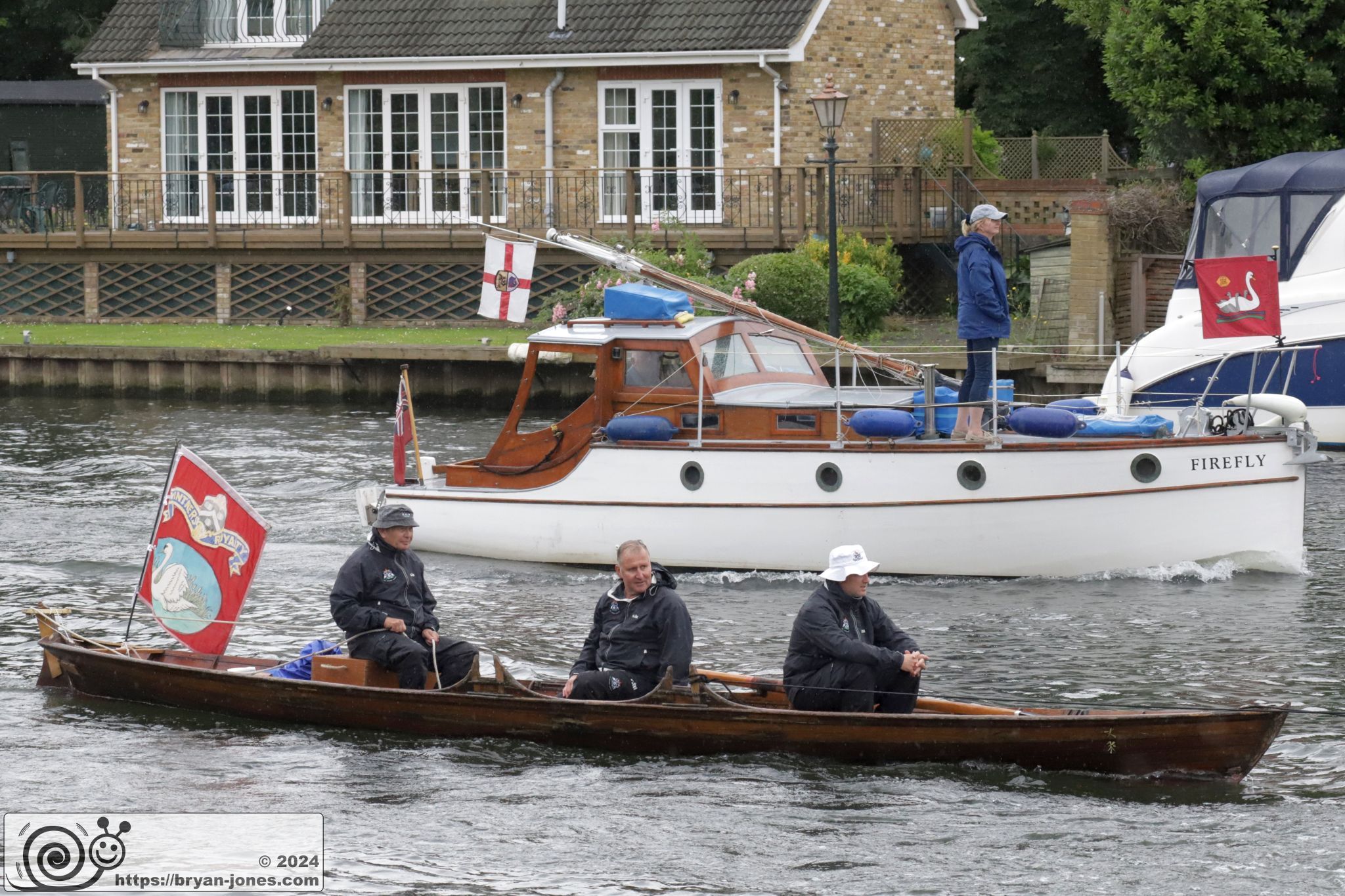 The ancient tradition of Swan Upping on the River Thames around Staines. 15-Jul-2024.