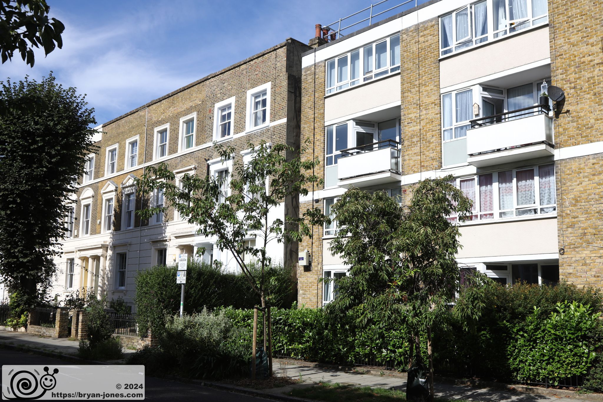 Richborne Terrace showing post-war housing where bombs exploded