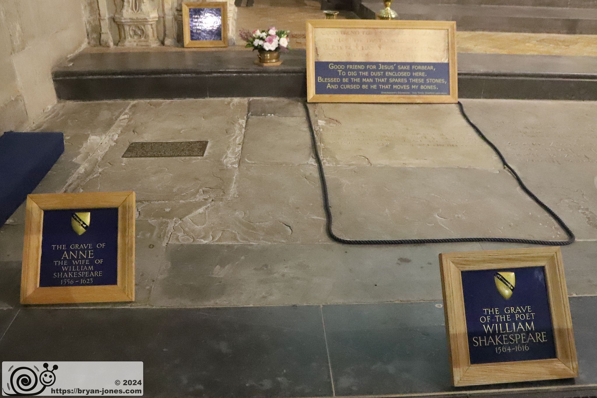 William Shakespeare's, and his wife Anne's, graves lie together