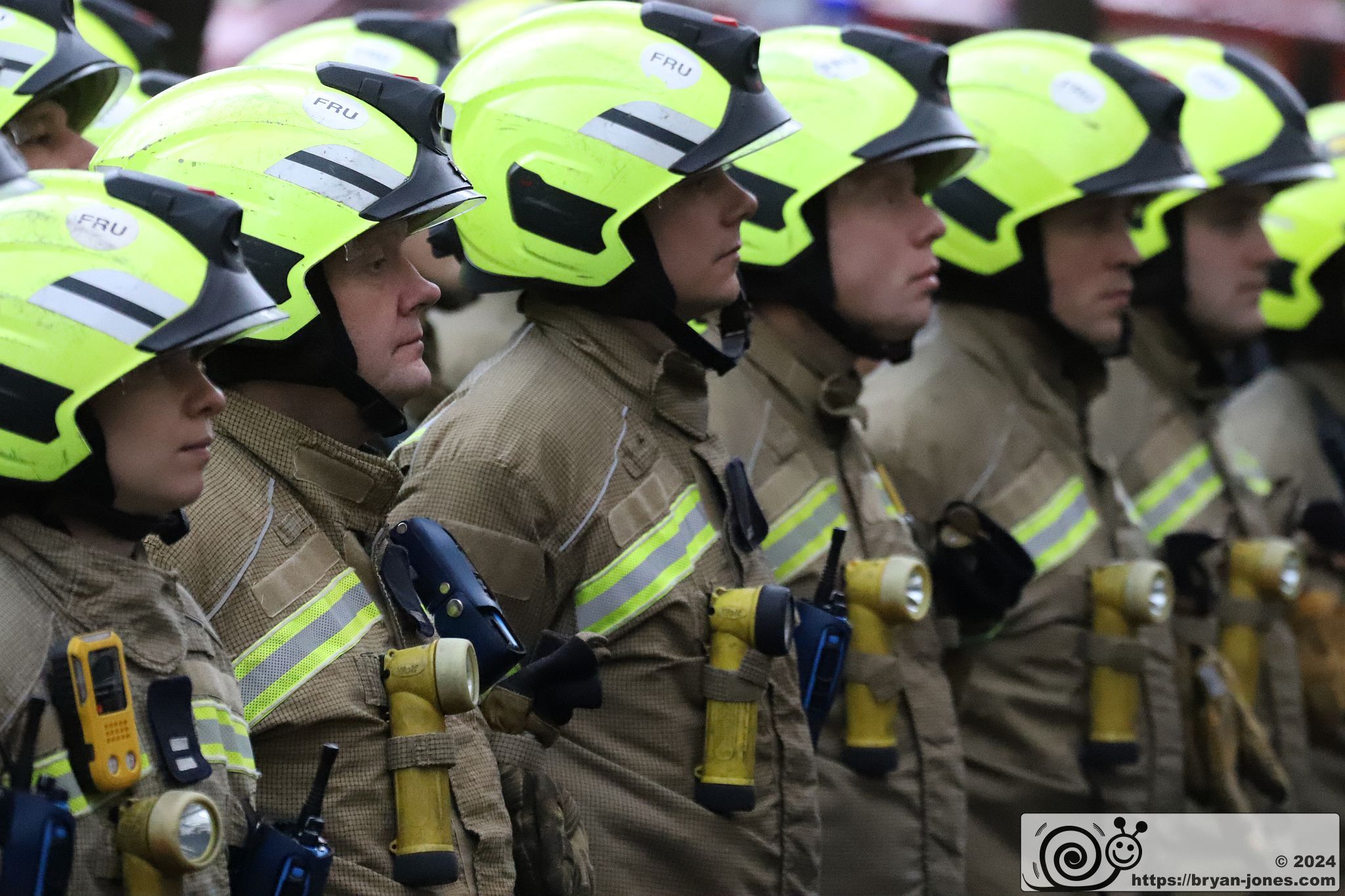 Serving Firefighters parading at memorial service. 14-Dec-2024
