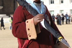 The King's Army of the English Civil War Society parade for the 2024 commemoration of the Horrible Murder (Execution) of King Charles I in 1649. The parade goes from The Mall to Horse Guards where a small detachment goes through to the Banqueting House in Whitehall to lay a wreath. Photo taken 28-Jan-2024 by Bryan Jones.