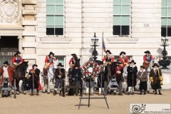 The King's Army of the English Civil War Society parade for the 2024 commemoration of the Horrible Murder (Execution) of King Charles I in 1649. The parade goes from The Mall to Horse Guards where a small detachment goes through to the Banqueting House in Whitehall to lay a wreath. Photo taken 28-Jan-2024 by Bryan Jones.