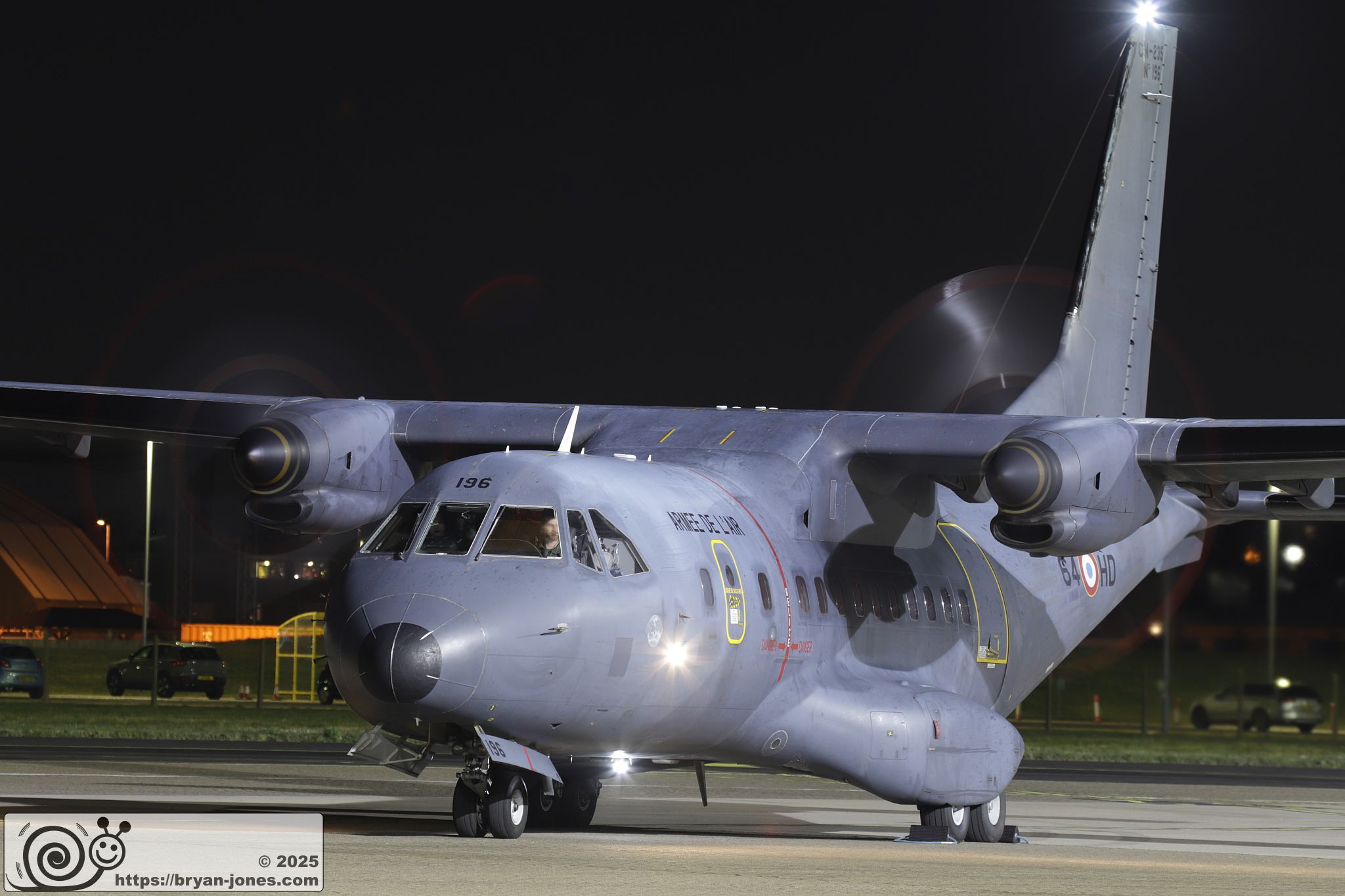 Propellors spinning on French CN-235, RAF Northolt. 06-Mar-2025.