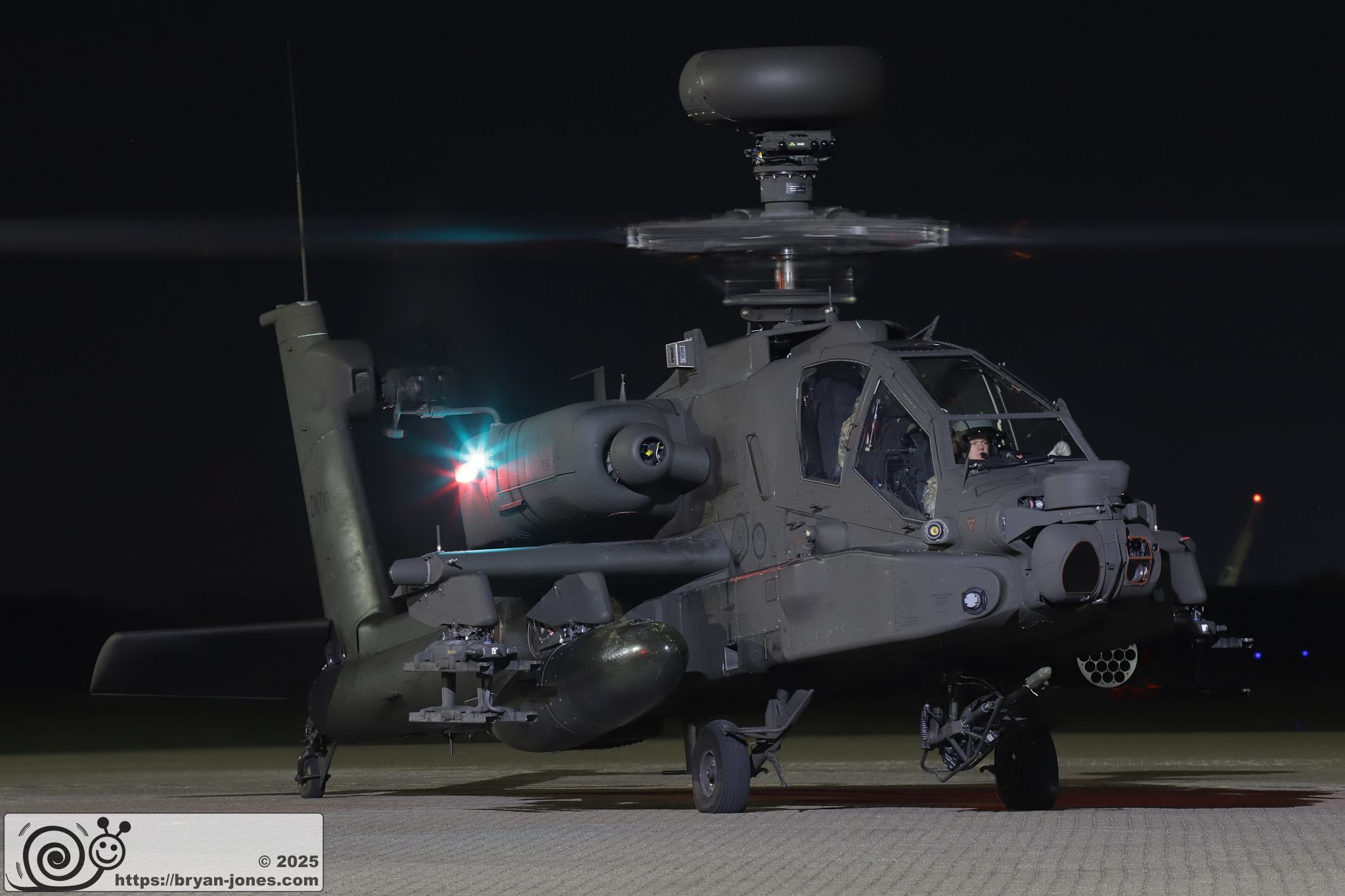 British Army Apache, rotor spinning, RAF Northolt. 06-Mar-2025.