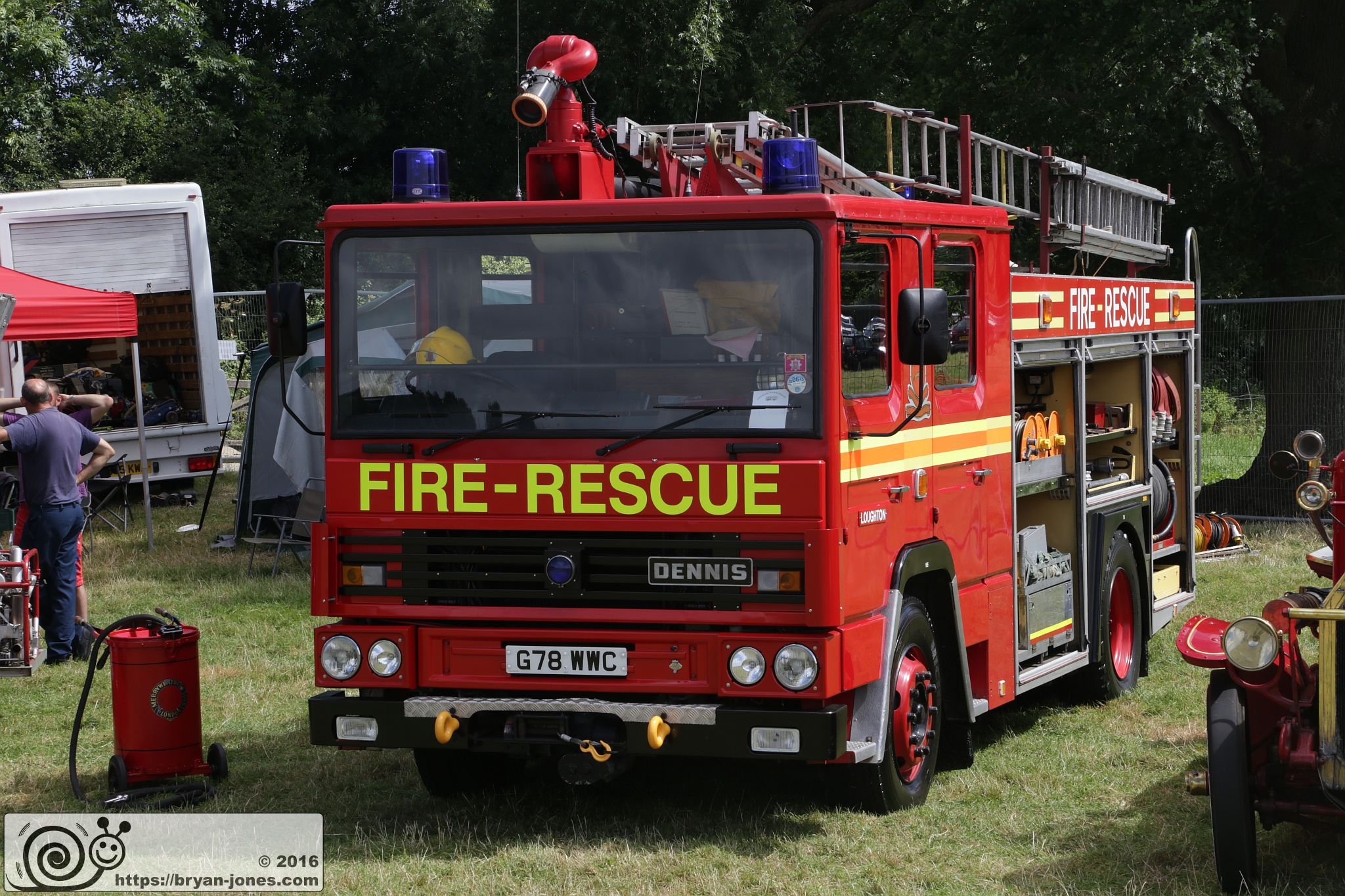 2016 Odiham Fire Show 07-Aug-2016. Essex Fire Brigade Dennis fire appliance. G78WWC