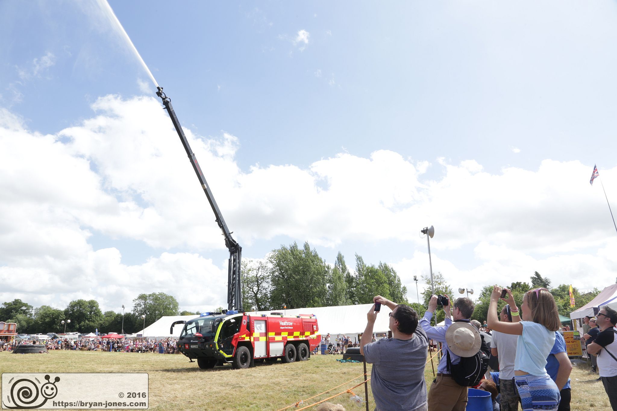 2016 Odiham Fire Show 07-Aug-2016. Heathrow Airport Fire and Rescue Rosenbauer Panther Airfield Rescuee Firefighting (ARFF) crash tender fire appliance with Stinger. YF13XNM
