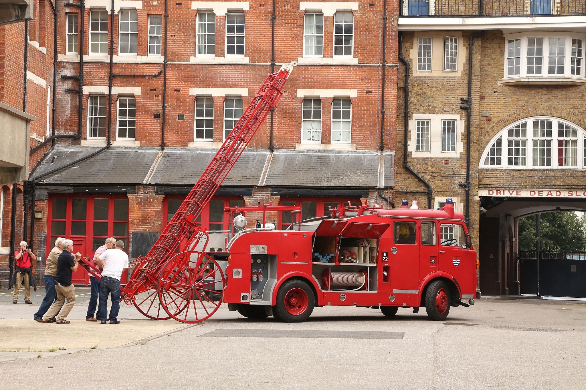 The last slip and pitch at the former London Fire Brigade Training School Southwark with 1969 Dennis F108 Pump Escape ALL386H in use. 10-Sep-2016.