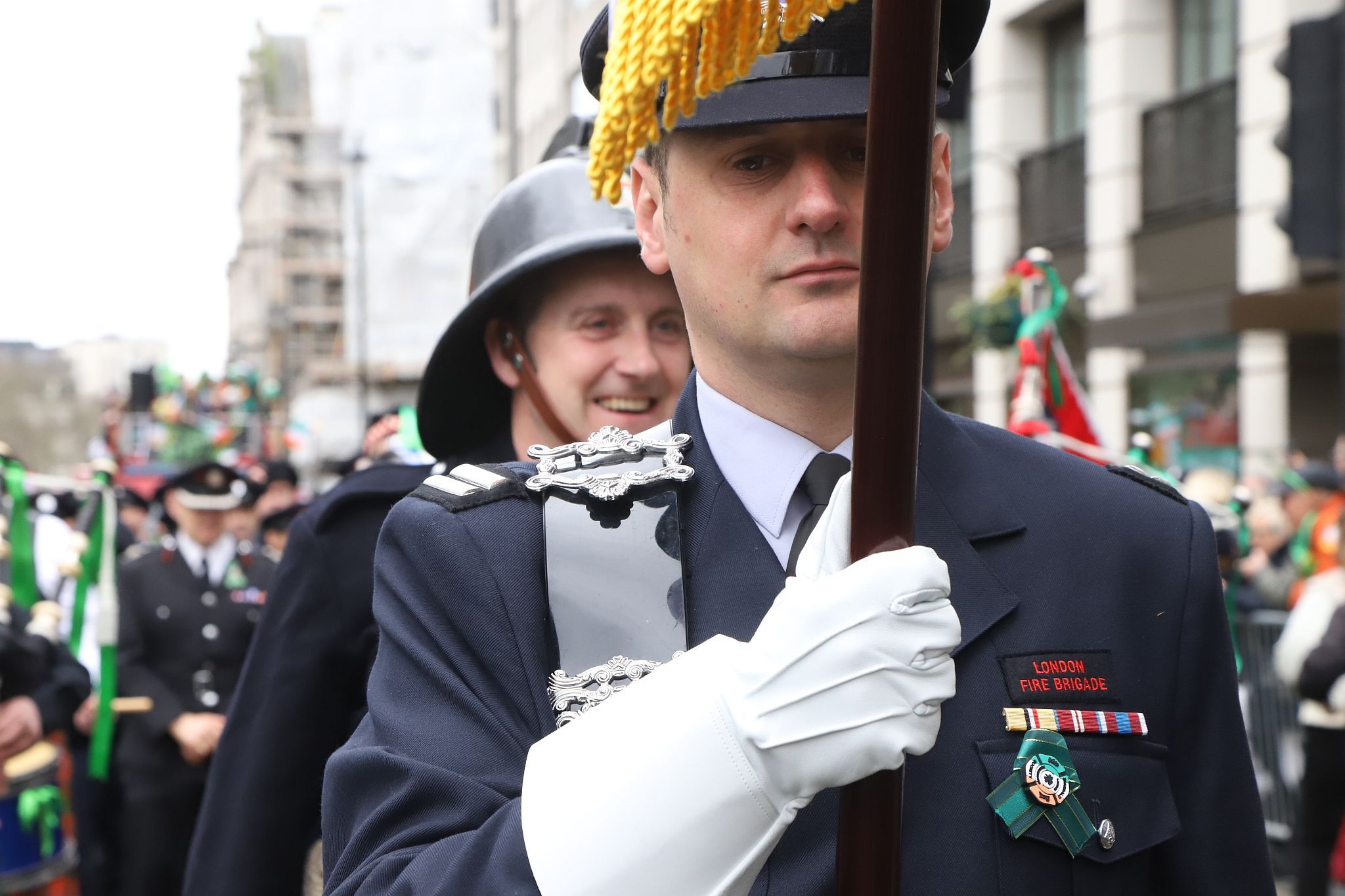London Fire Brigade at London\'s 2024 St Patrick\'s Day Parade on 17-Mar-2024.