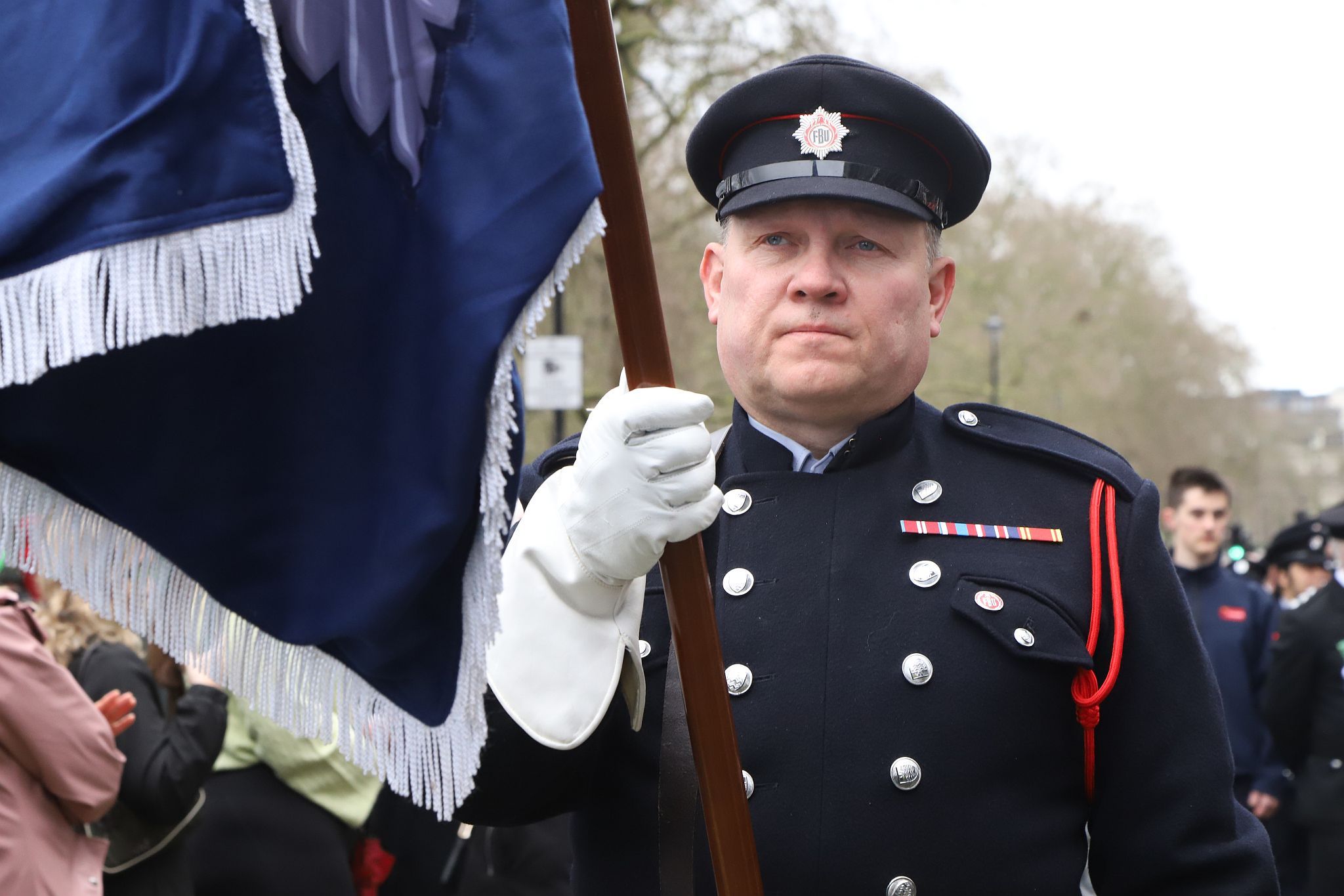 London Fire Brigade at London's 2024 St Patrick's Day Parade on 17-Mar-2024.