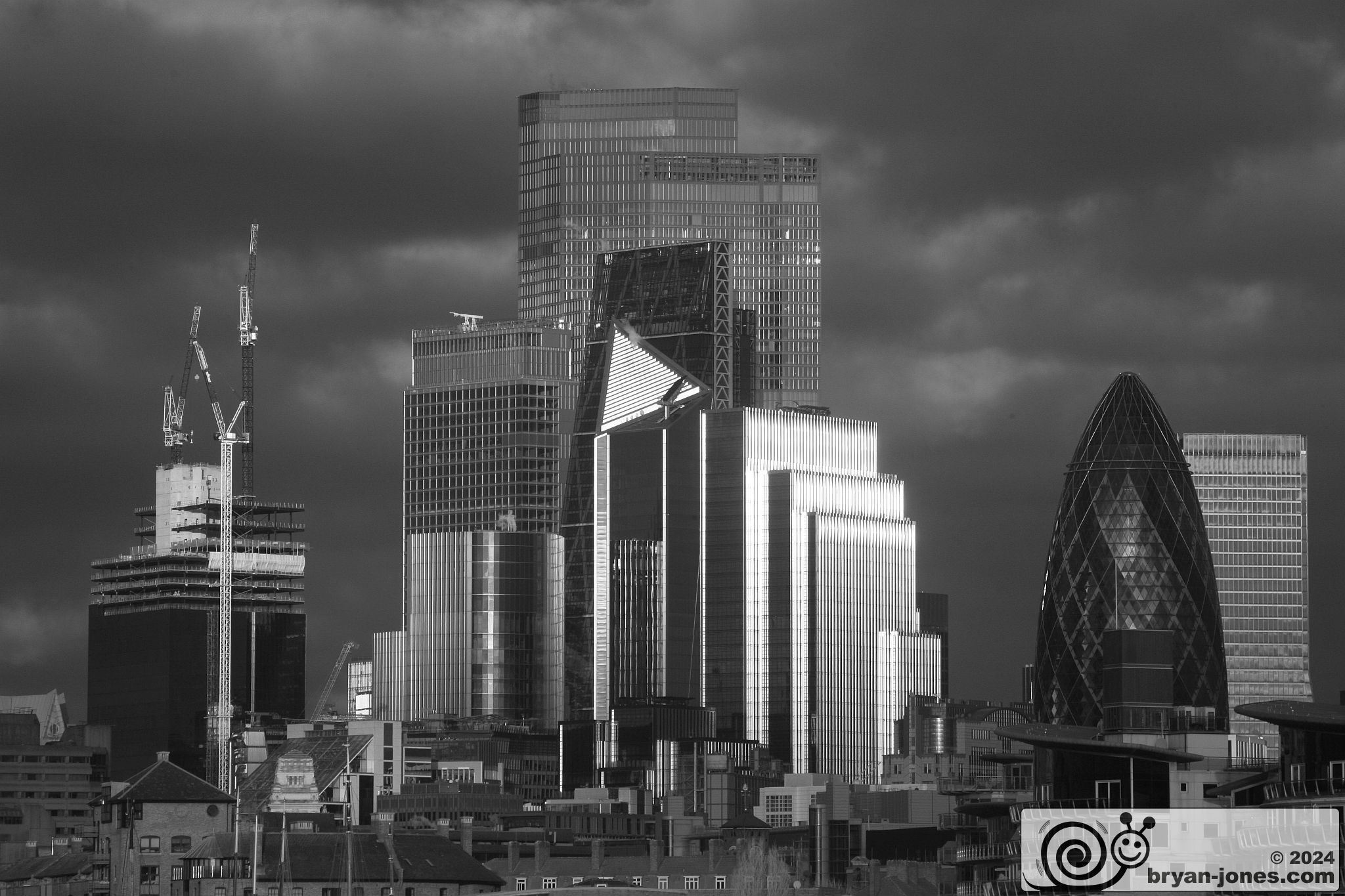 The City of London skyline seen from Bermondsey. 09-Jan-2024.