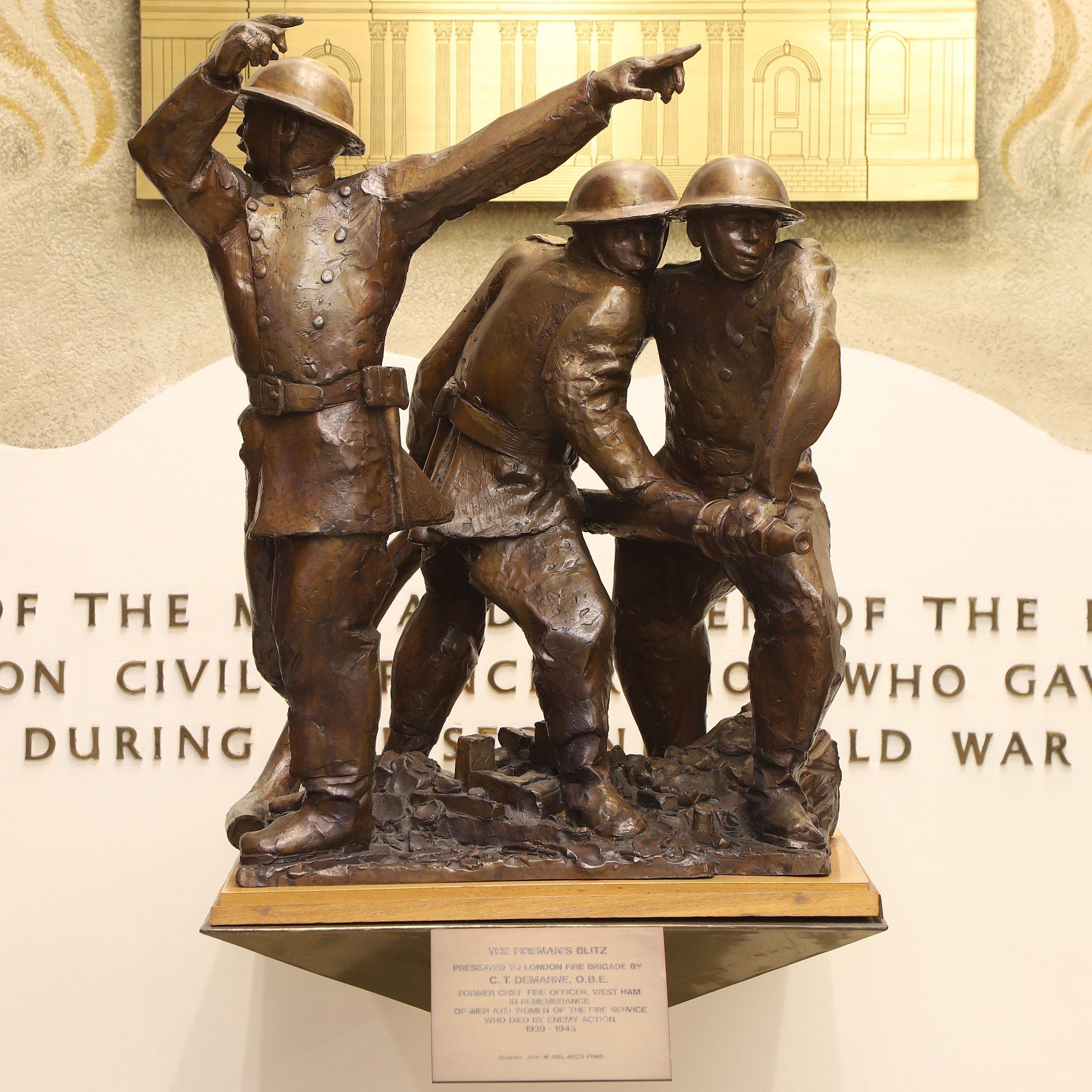 World War Two memorial. The London Fire Brigade Memorial Hall at Lambeth Fire Station. Photograph taken in October 2023. Copyright Bryan Jones, https://bryan-jones.com bryan@bryan-jones.com