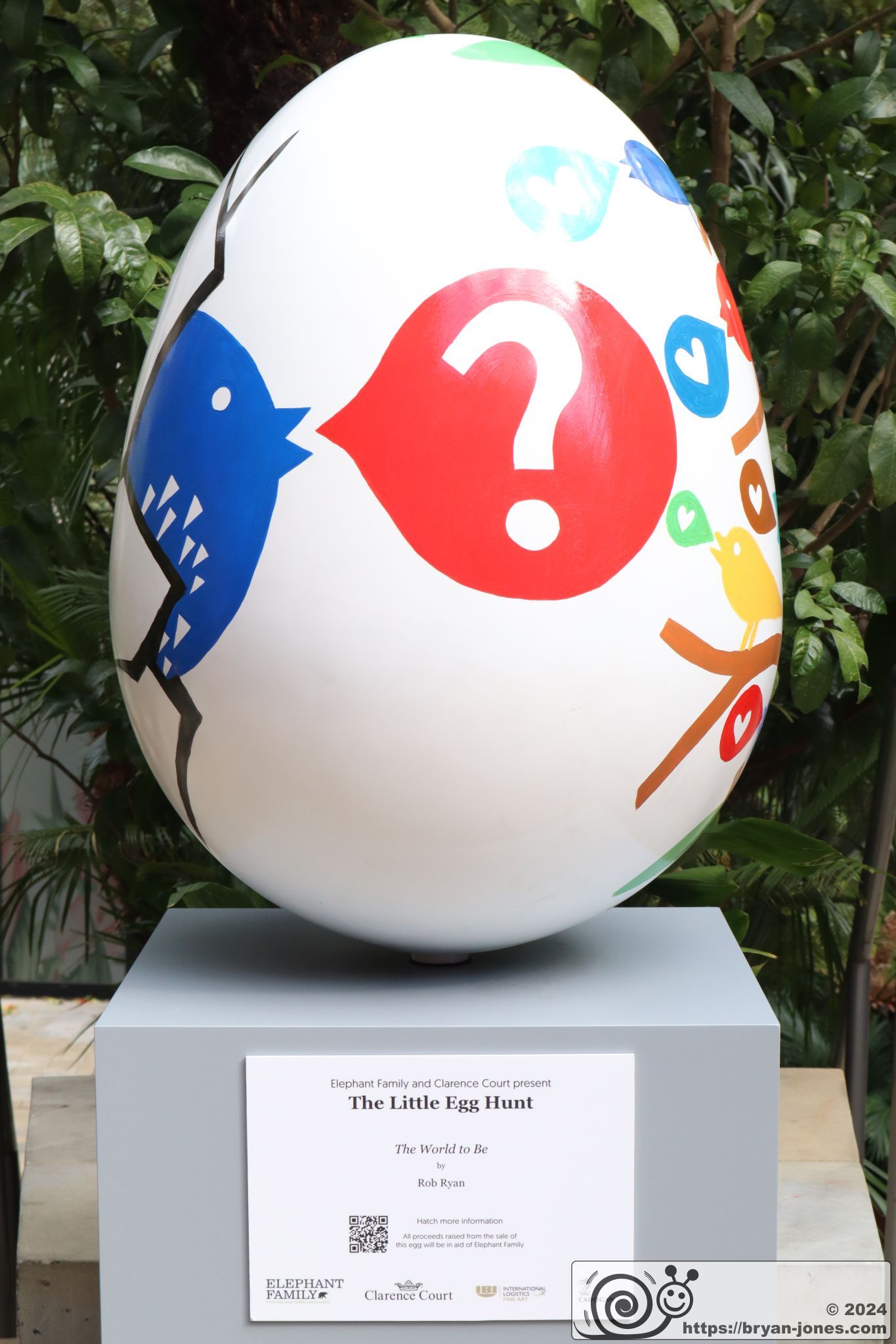 2024 Chelsea Little Egg Hunt hunt in aid of Elephant Family. Easter Egg sculpture public art trail. Sloane Square. Duke of York Square.