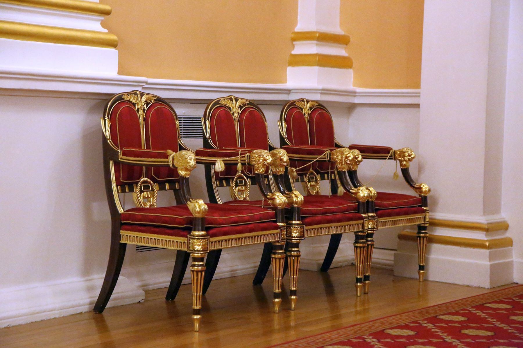 Three chairs at The Mansion House, home to the Lord Mayor of the City of London.