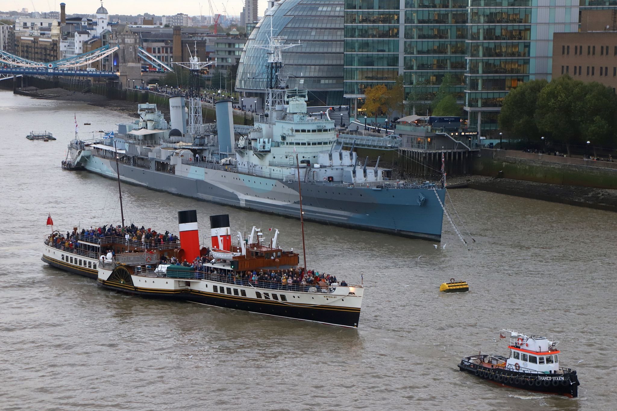Paddle Steamer Waverley 2022 vist to the River Thames, London. October 2022.