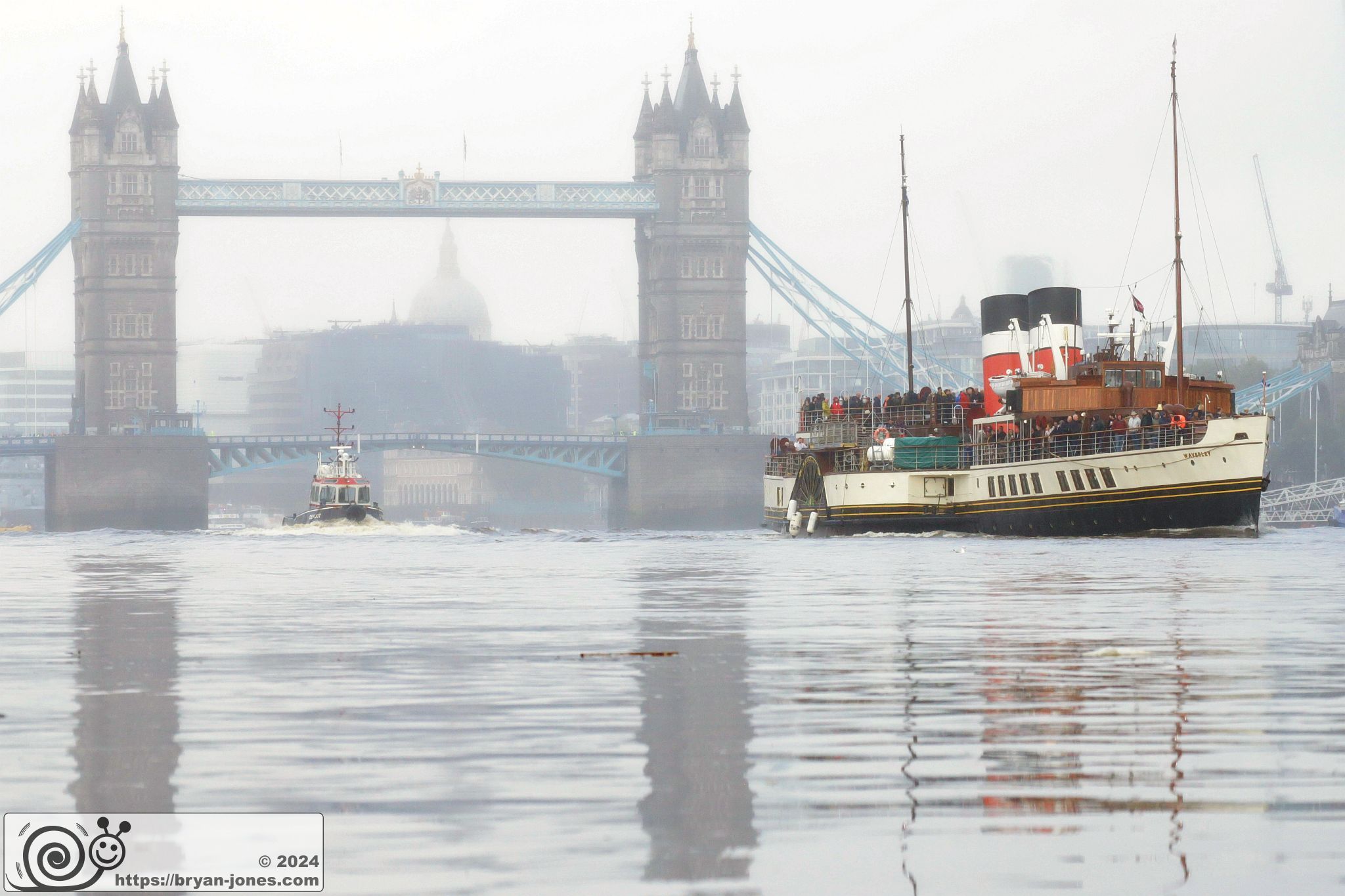 Waverley and Tower Bridge in overcast weather. 30-Sep-2024