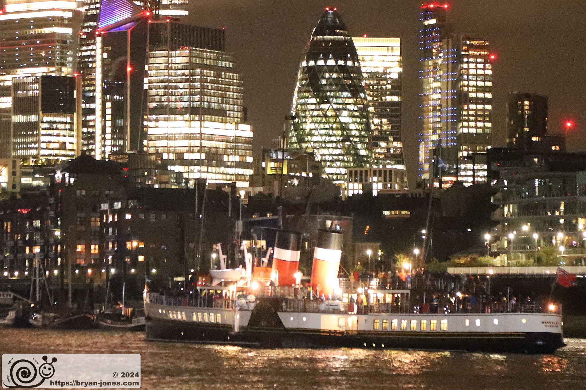 Waverley at night with City of London as a backdrop. 30-Sep-2024
