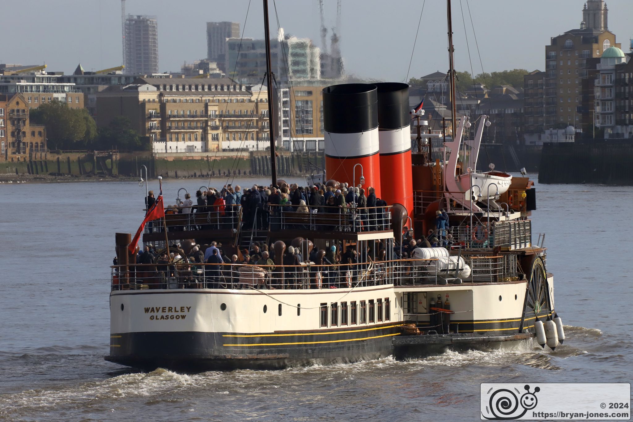 Waverley heading down the Thames by Rotherhithe. 07-Oct-2024