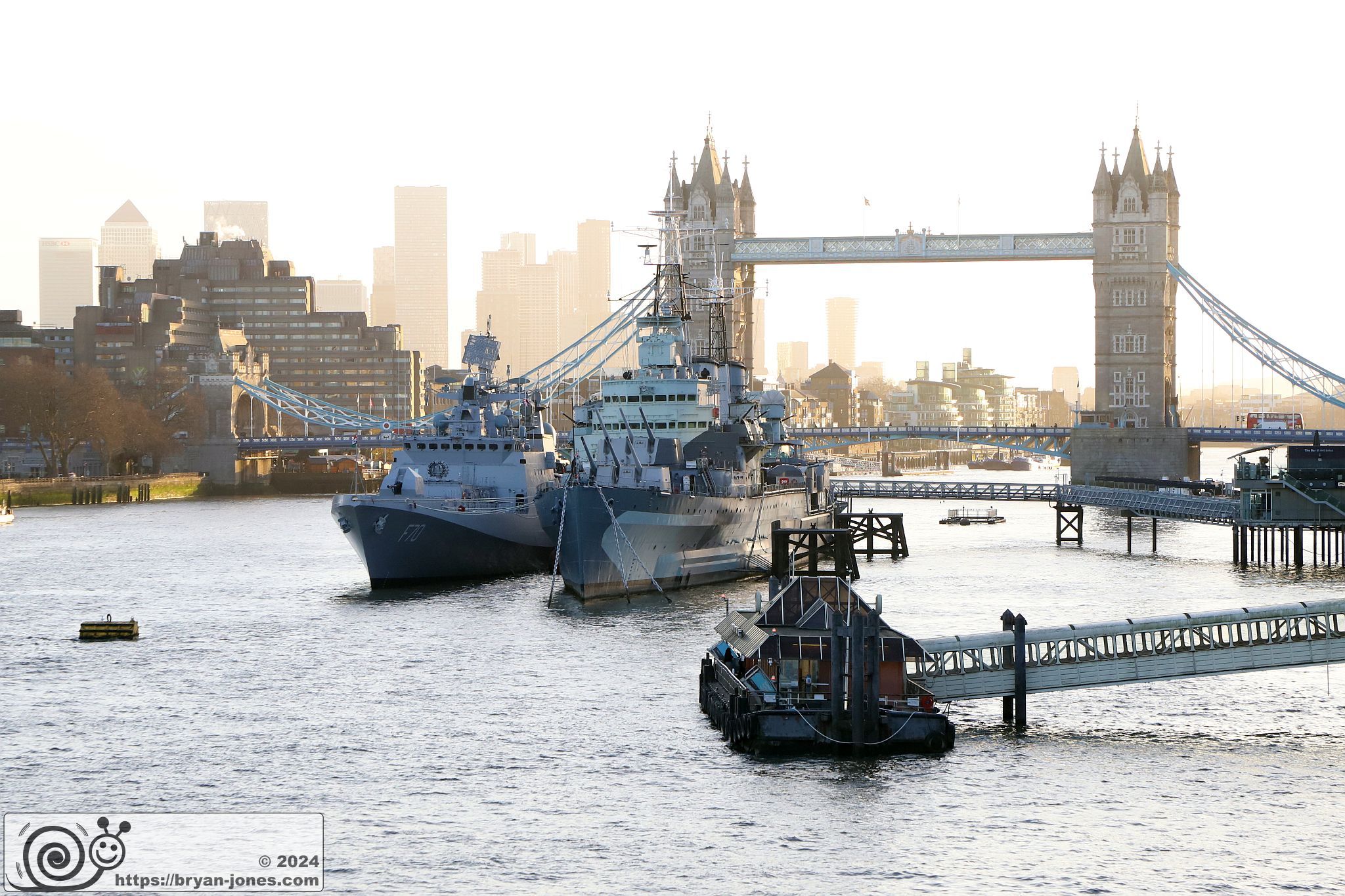 Indian Navy Ship INS Tushil by Tower Bridge, London. 23-Dec-2025