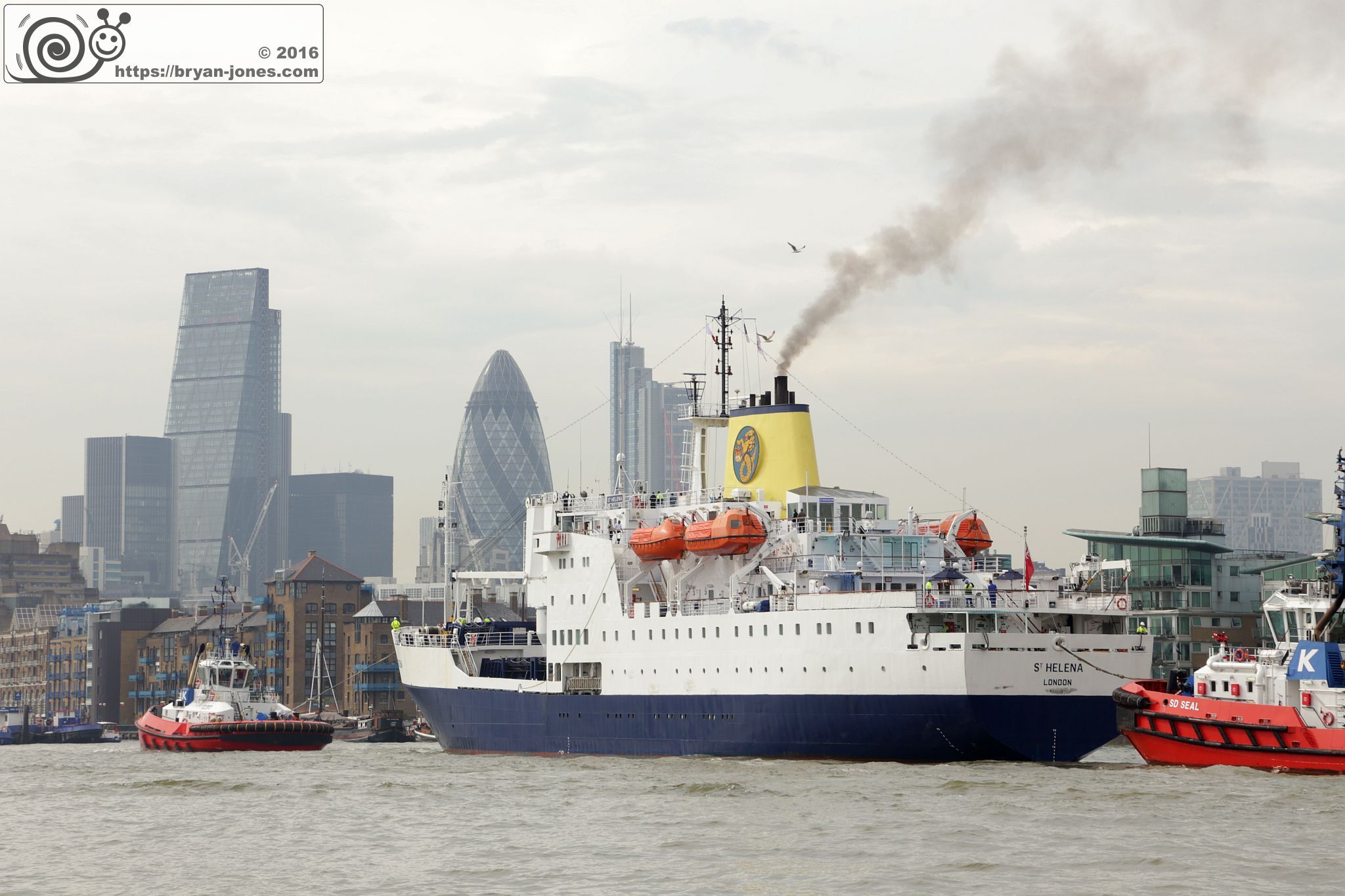 RMS St Helena ship on the River Thames in London. 07-Jun-2016