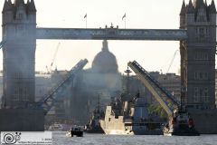 Indian Navy frigate F44 INS Tabar leaving London on 11-Aug-2024