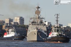 Indian Navy frigate F44 INS Tabar leaving London on 11-Aug-2024