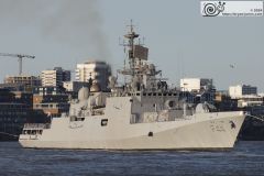 Indian Navy frigate F44 INS Tabar leaving London on 11-Aug-2024