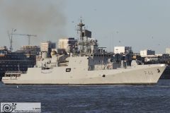 Indian Navy frigate F44 INS Tabar leaving London on 11-Aug-2024