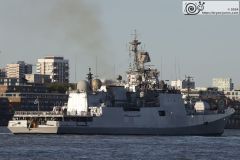 Indian Navy frigate F44 INS Tabar leaving London on 11-Aug-2024